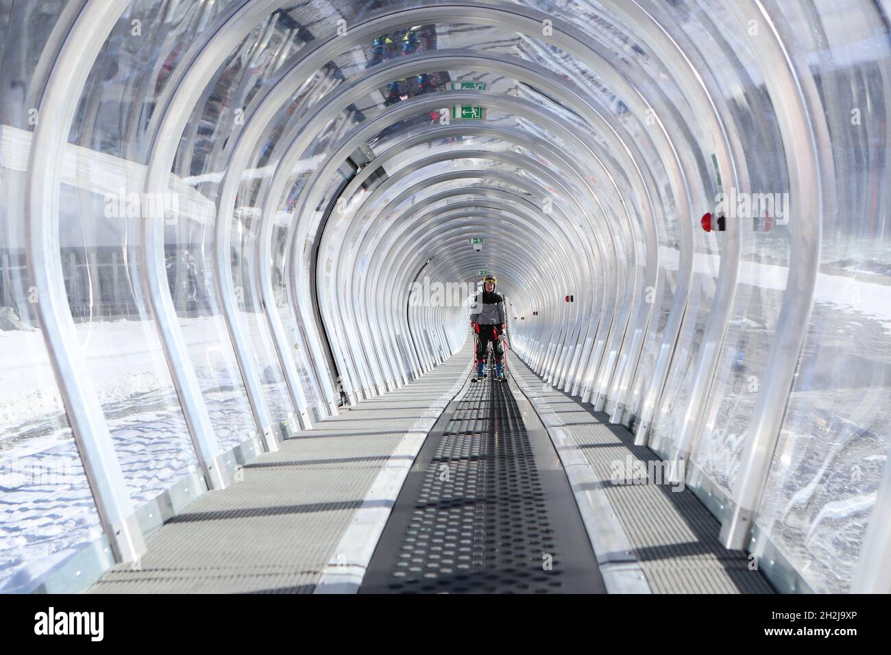 Solden, Austria. 22nd Oct, 2021. Alpine Ski World Cup 2021-2022 - Ski Conveyor belt Tunnel in Soelden on October 22, 2021; Alexis Pinturault (Photo by Pierre Teyssot/ESPA-Images) Credit: European Sports Photo Agency/Alamy Live News Stock Photo