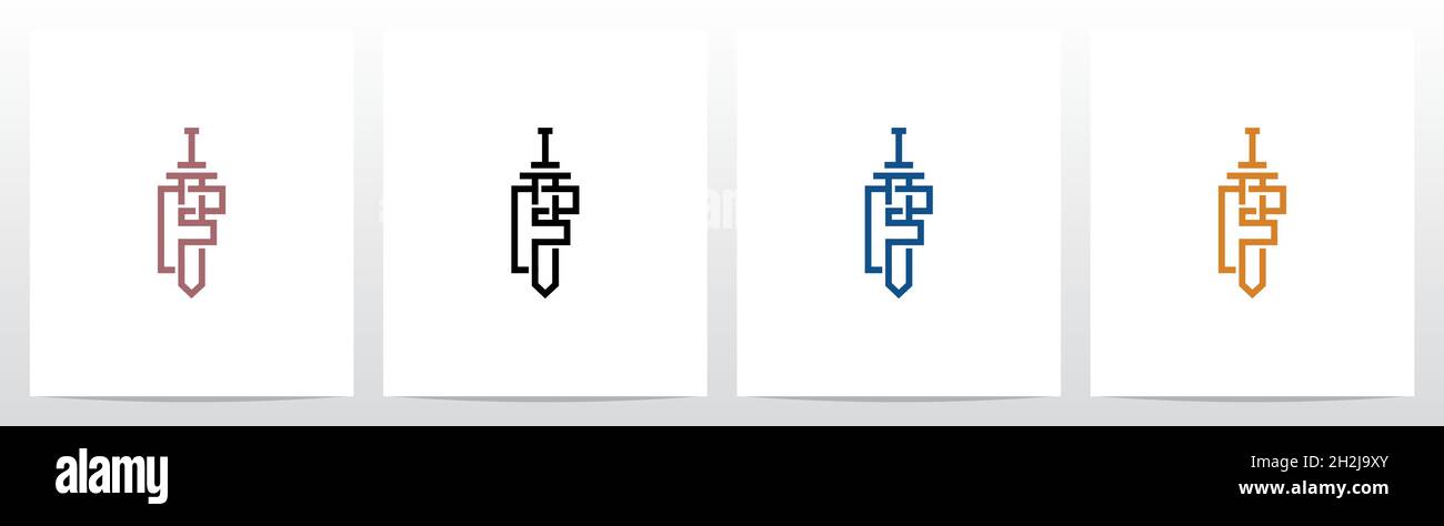 Big Sword On Letter Logo Design F Stock Vector
