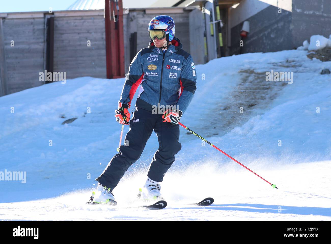 Solden, Austria. 22nd Oct, 2021. Alpine Ski World Cup 2021-2022 - French alpine skier and Overall Winner Alexis Pinturault trains before the Giant Slalom opening race as part of the Alpine Ski World Cup in Solden on October 22, 2021; Alexis Pinturault (Photo by Pierre Teyssot/ESPA-Images) Credit: European Sports Photo Agency/Alamy Live News Stock Photo