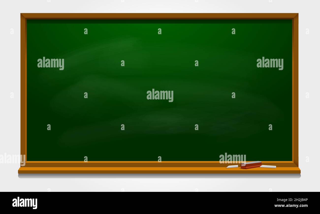 Green chalkboard background Vector Template. Background with a white chalk traces. Stock Vector