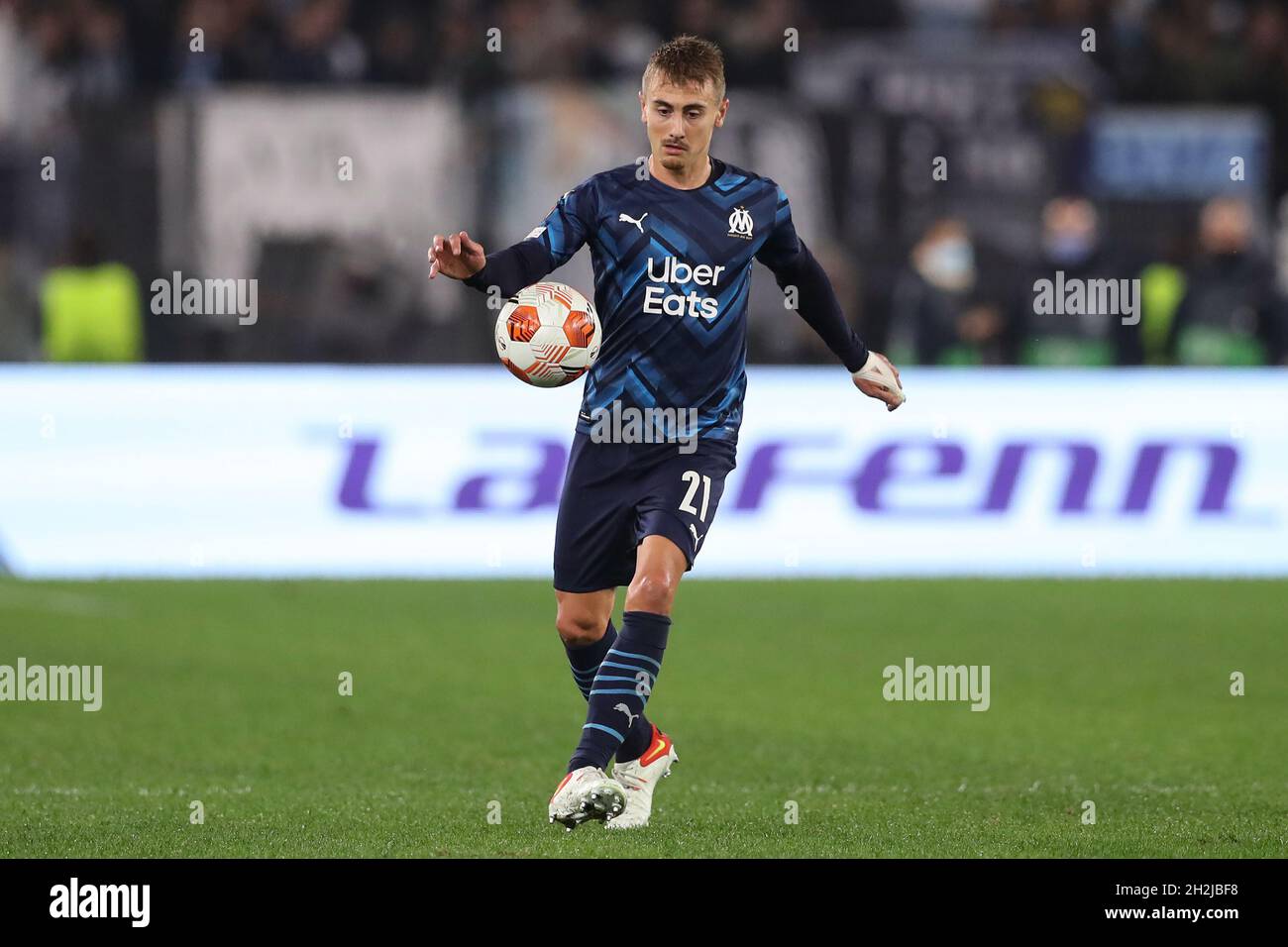 Rome, Italy, 21st October 2021. Valentin Rongier of Olympique De Marseille during the UEFA Europa League match at Olimpico, Rome. Picture credit should read: Jonathan Moscrop / Sportimage Stock Photo