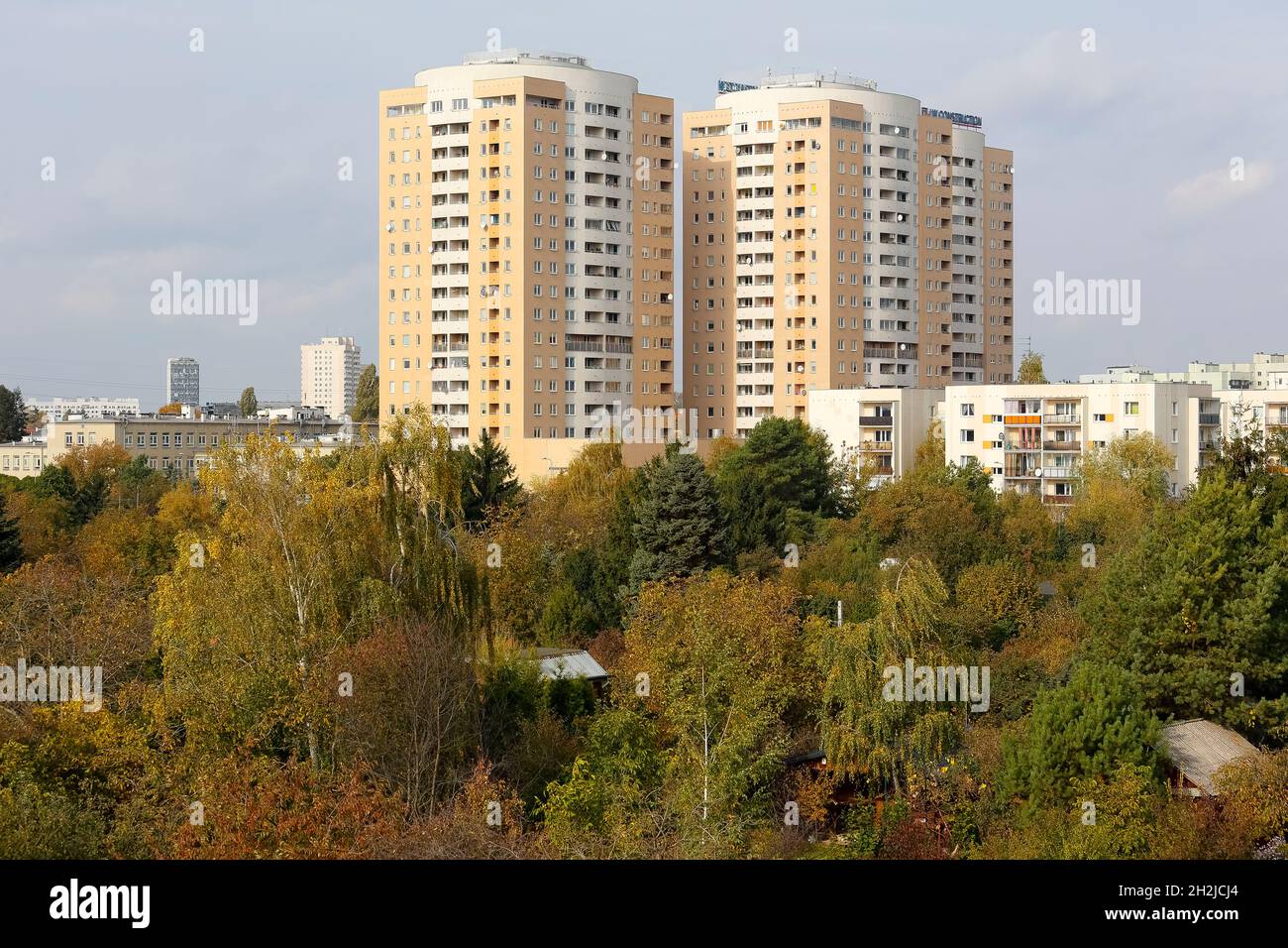Warsaw, Poland October 15, 2021 Residential buildings where many