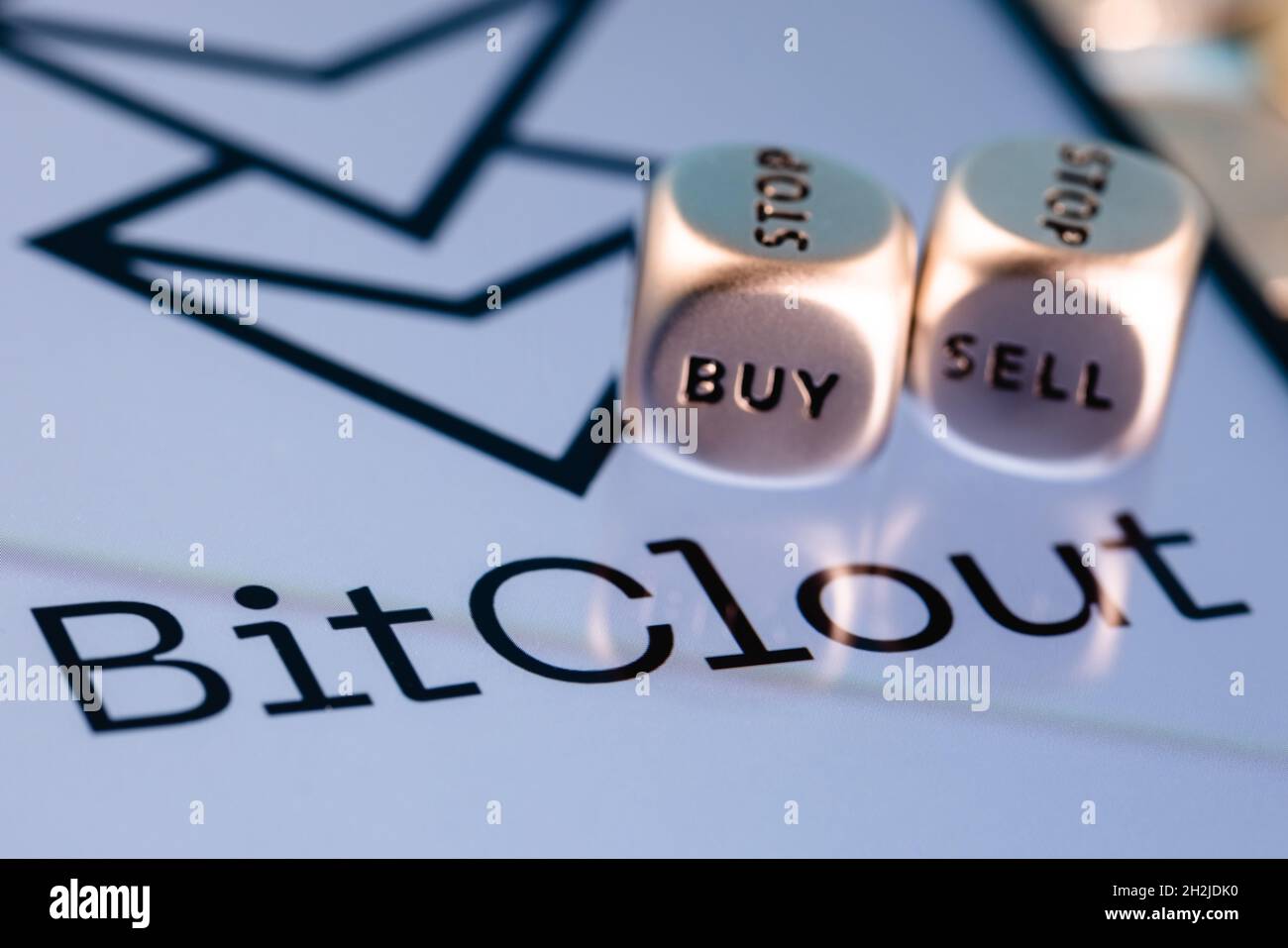 Bitclout is crypto social network that allows you to speculate on people and publications with real money Stock Photo