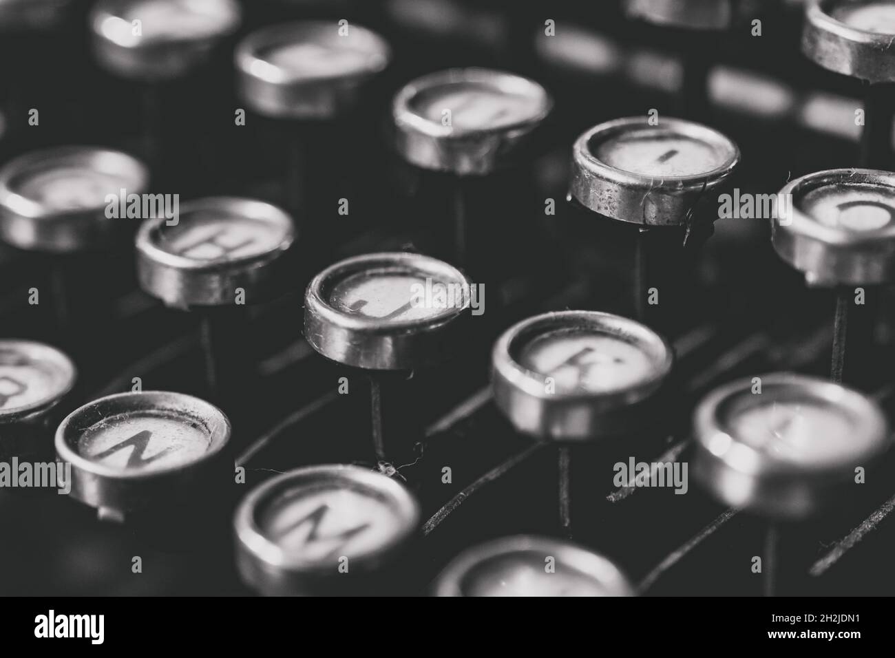 Old typewriter keys for typing. Close up Stock Photo