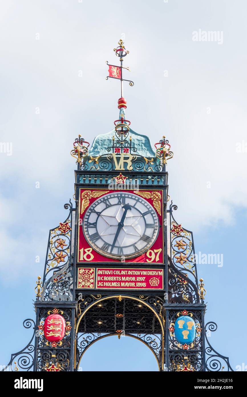 Close up Eastgate clock Chester City 2021 Stock Photo