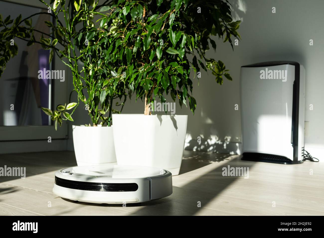 robot vacuum cleaner and air purifier. Health microclimate at home