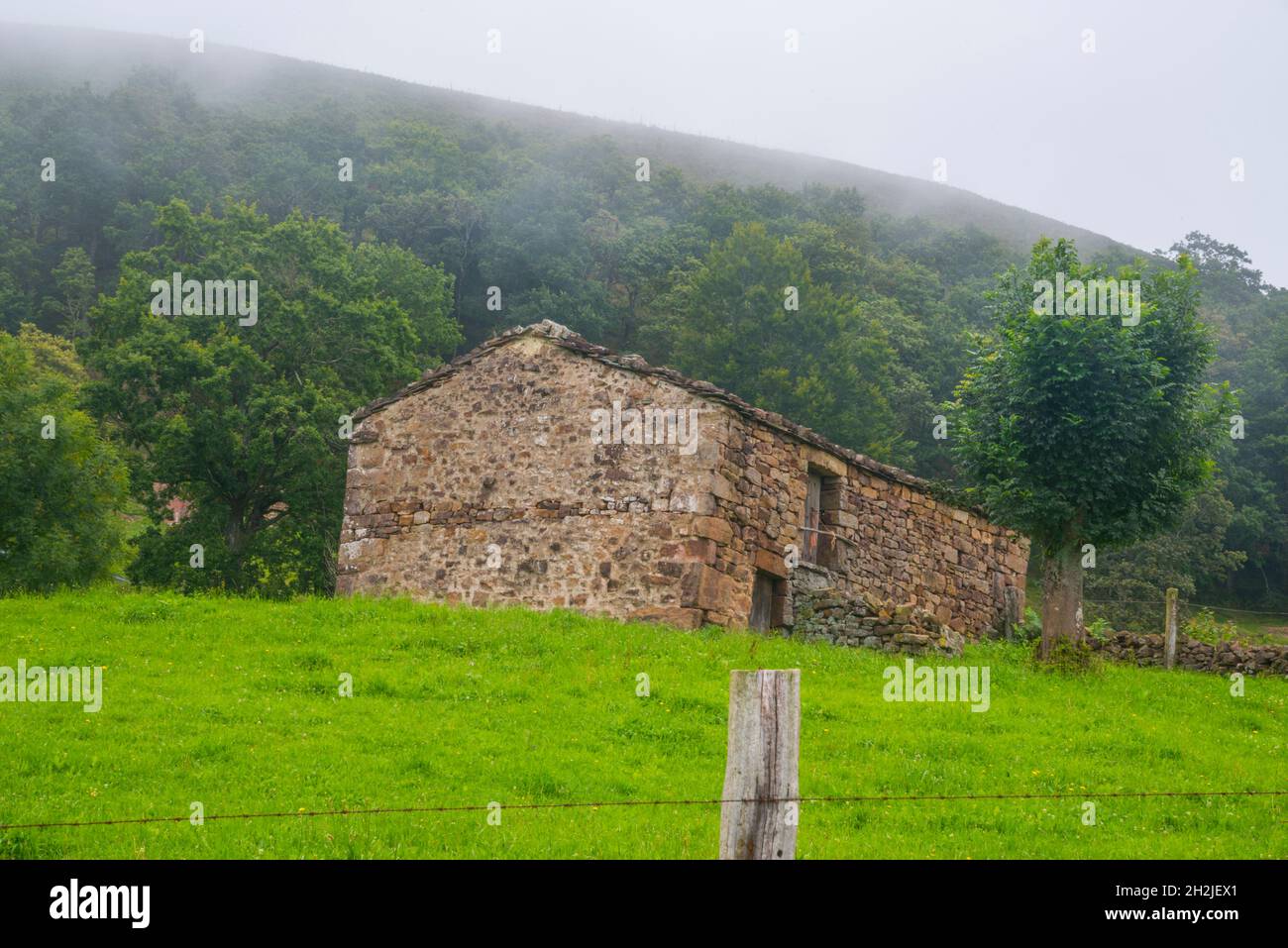 Ruins of Pasiega hut. Vega de Pas, Cantabria, Spain. Stock Photo