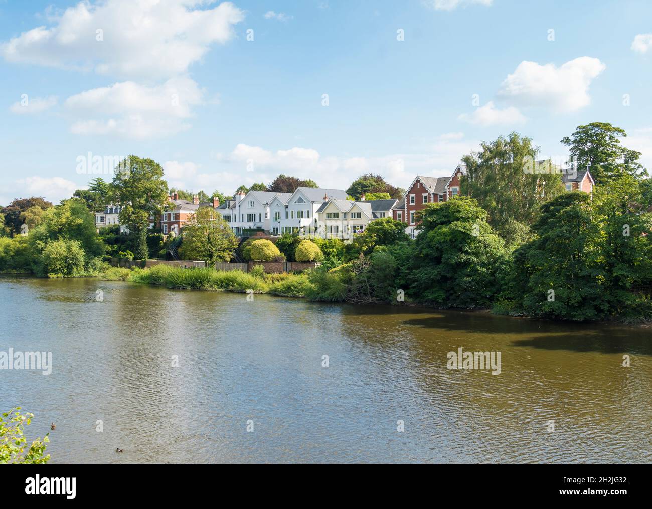 Private properties overlooking river Dee Chester 2021 Stock Photo Alamy
