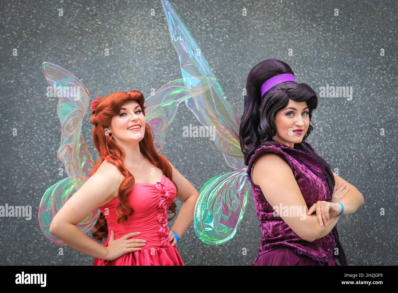 ExCel, London, UK. 22nd Oct, 2021. Two cosplayers pose as Rosetta and