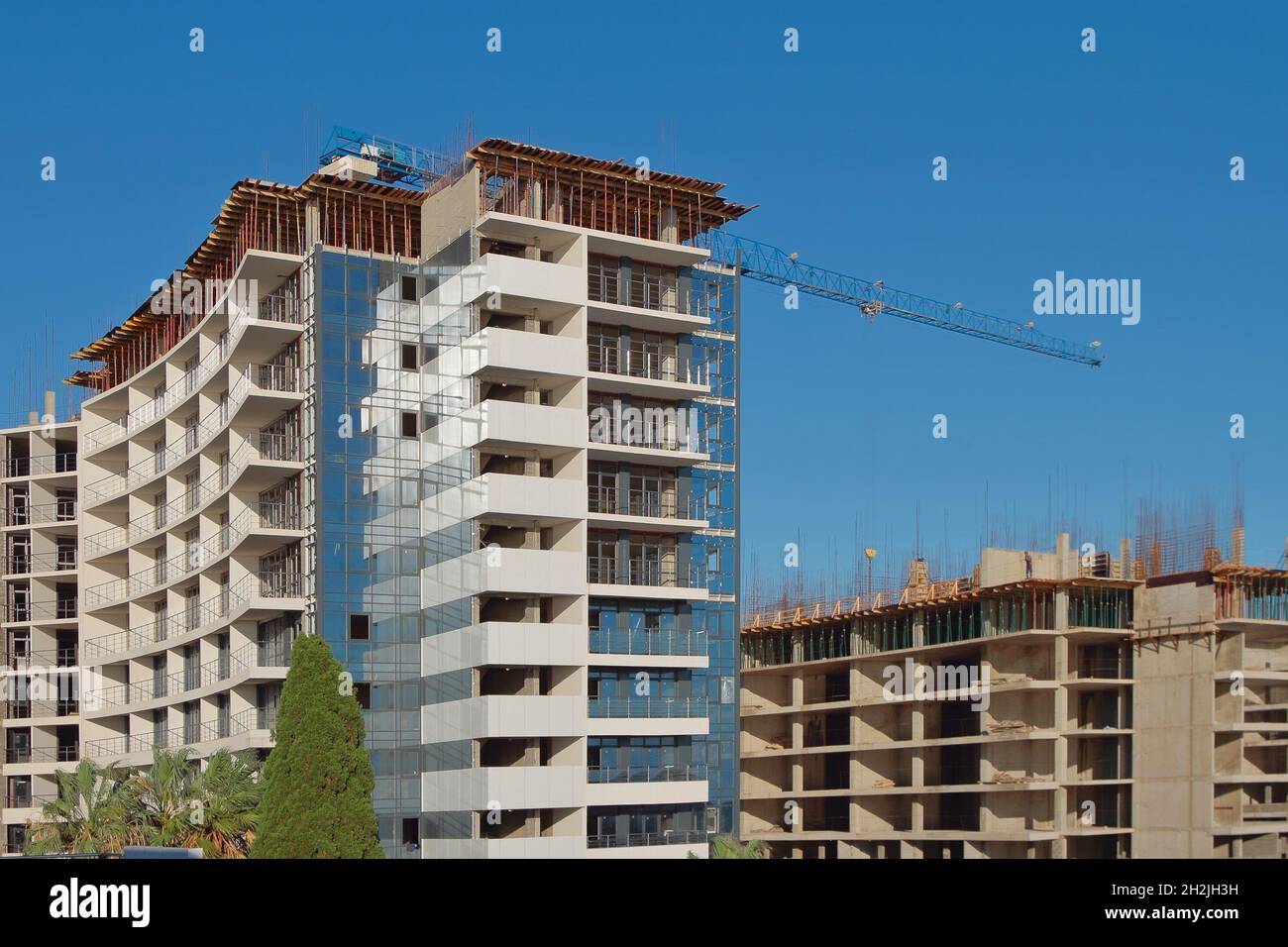 Unfinished multistory building. Adler, Sochi, Russia Stock Photo