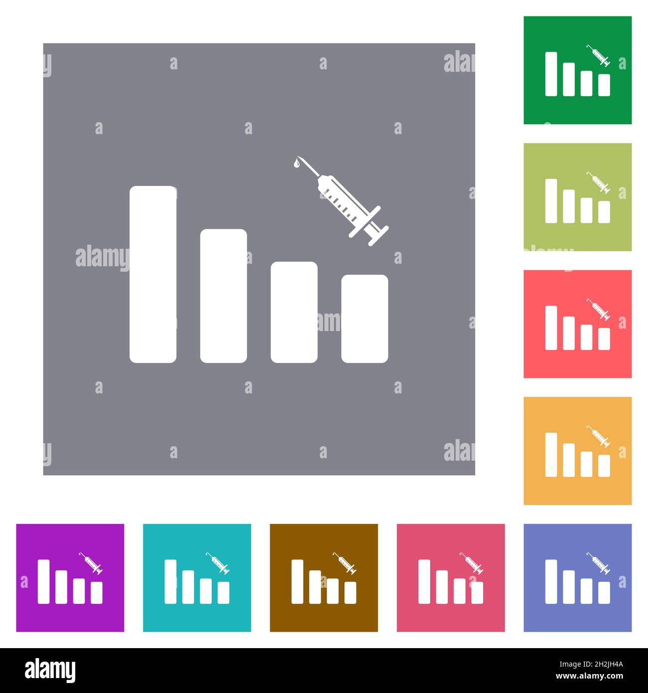 Vaccination graph flat icons on simple color square backgrounds Stock ...