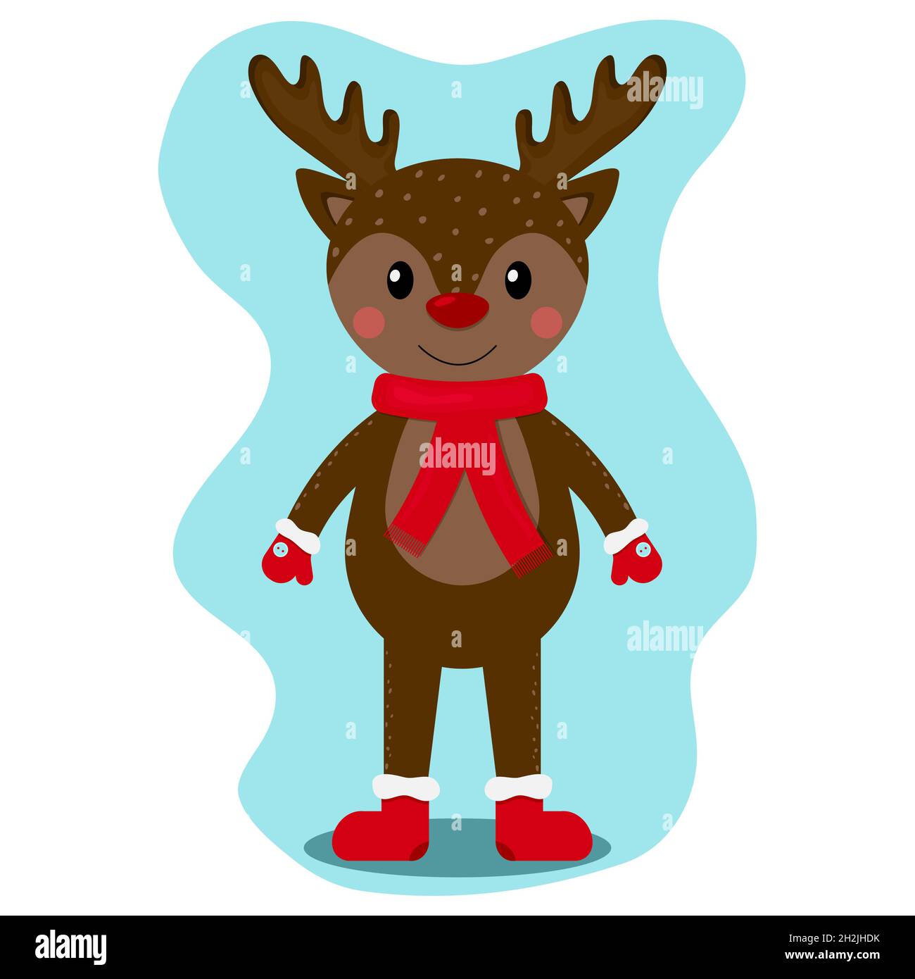 Santa's reindeer in boots and mittens isolated Stock Vector