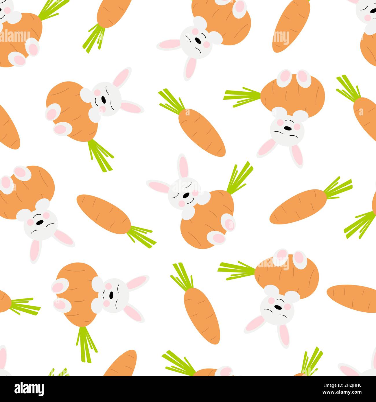 Seamless baby pattern with rabbit and carrot Stock Vector
