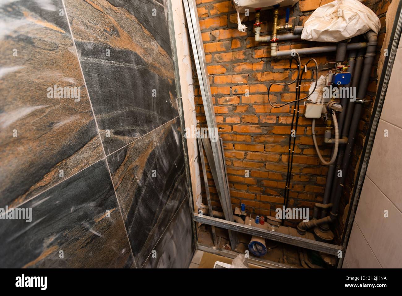 Bathroom interior renovation, construction site Stock Photo Alamy