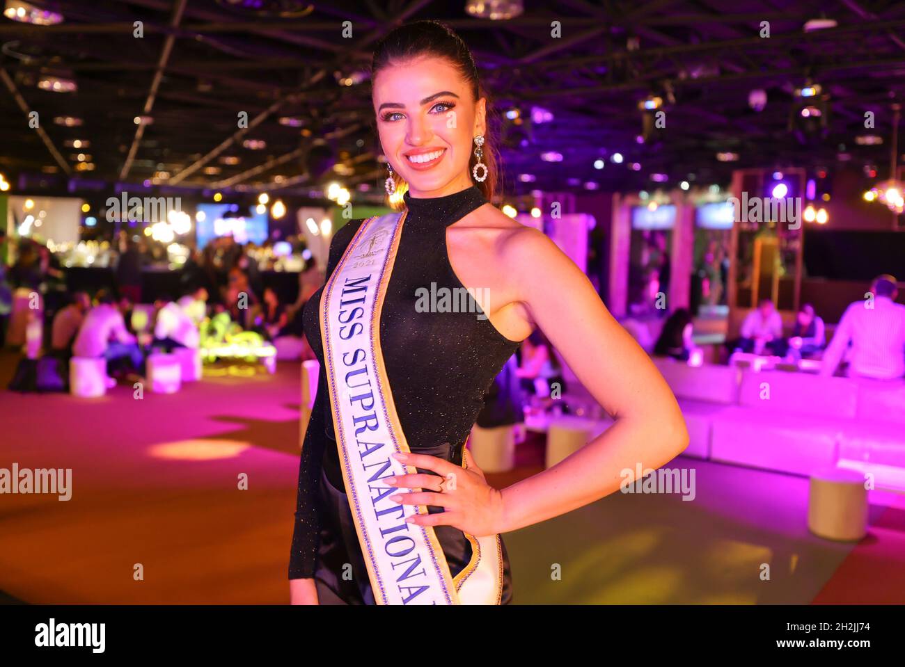 Cannes, France - October 13, 2021: Canneseries and MIPCOM/MIPJUNIOR at the Palais des Festivals with Miss Supranational 2021, Chanique Rabe from Namibia . Mandoga Media Germany Stock Photo