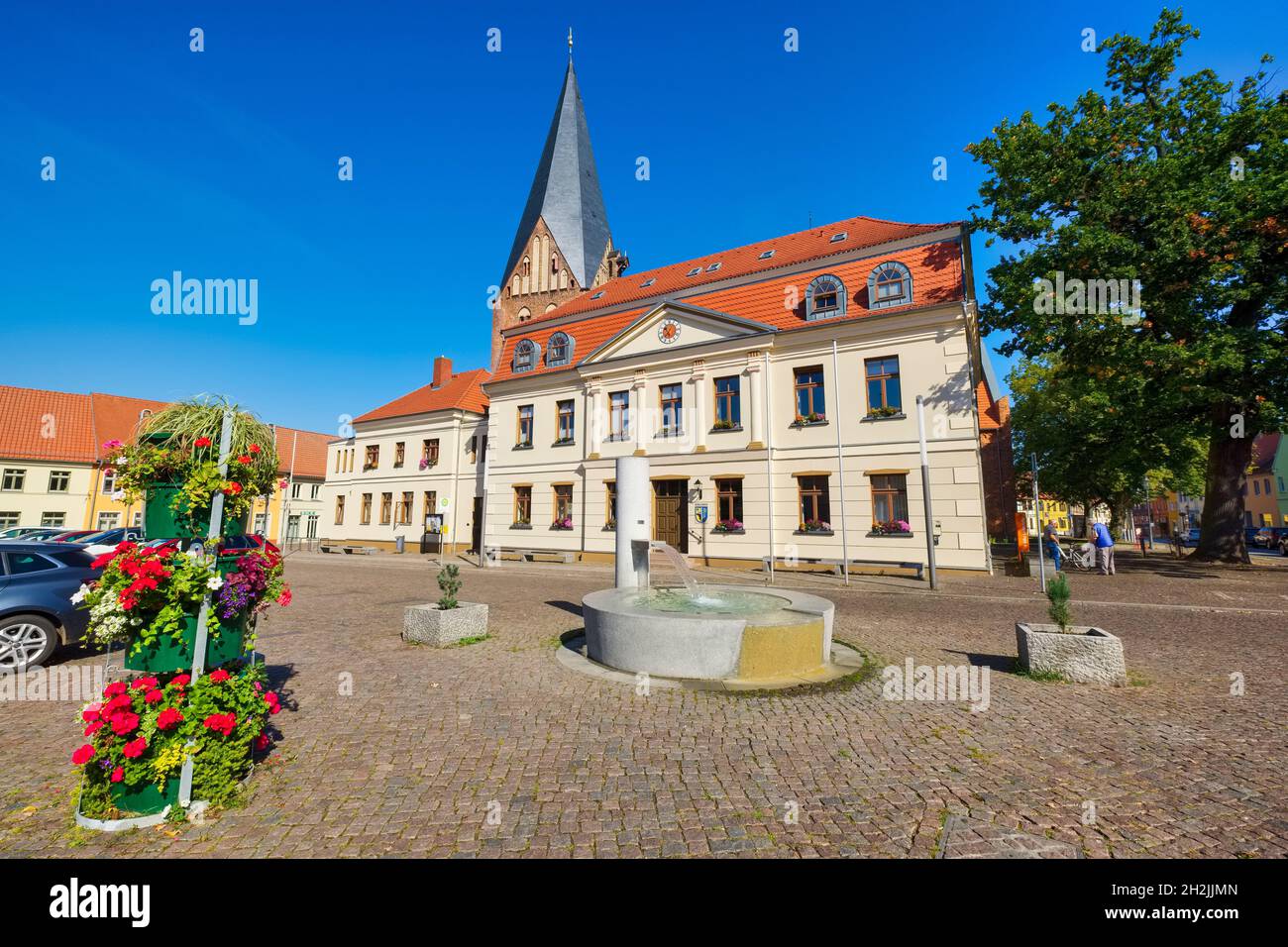 Town hall Röbel, Mecklenburg-Western Pomerania, Germany Stock Photo
