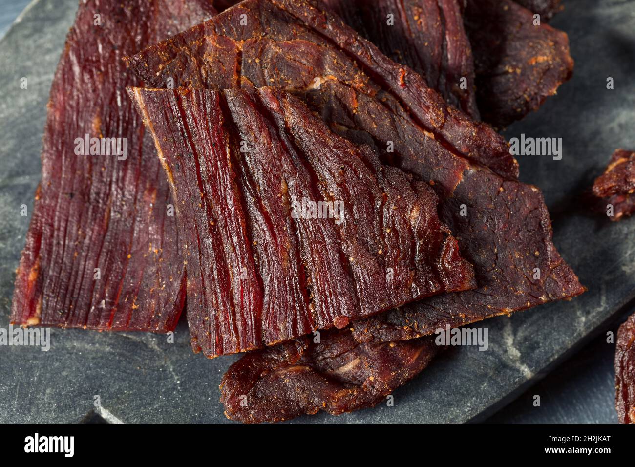 Homemade Healthy Beef Jerky with Salt and Pepper Stock Photo Alamy