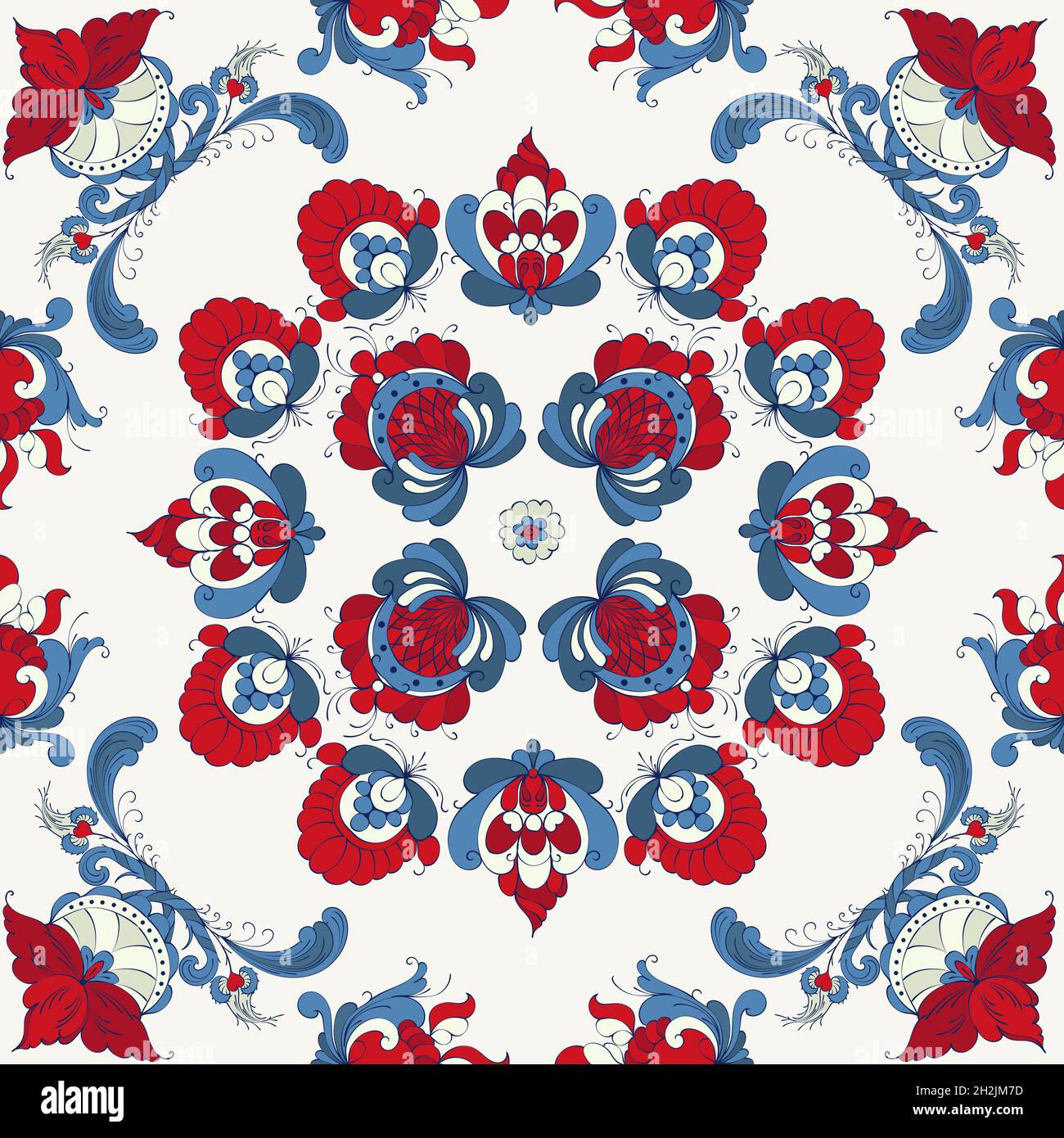 View of Rosemaling tile, traditional Norwegian decorative pattern. Vector ...