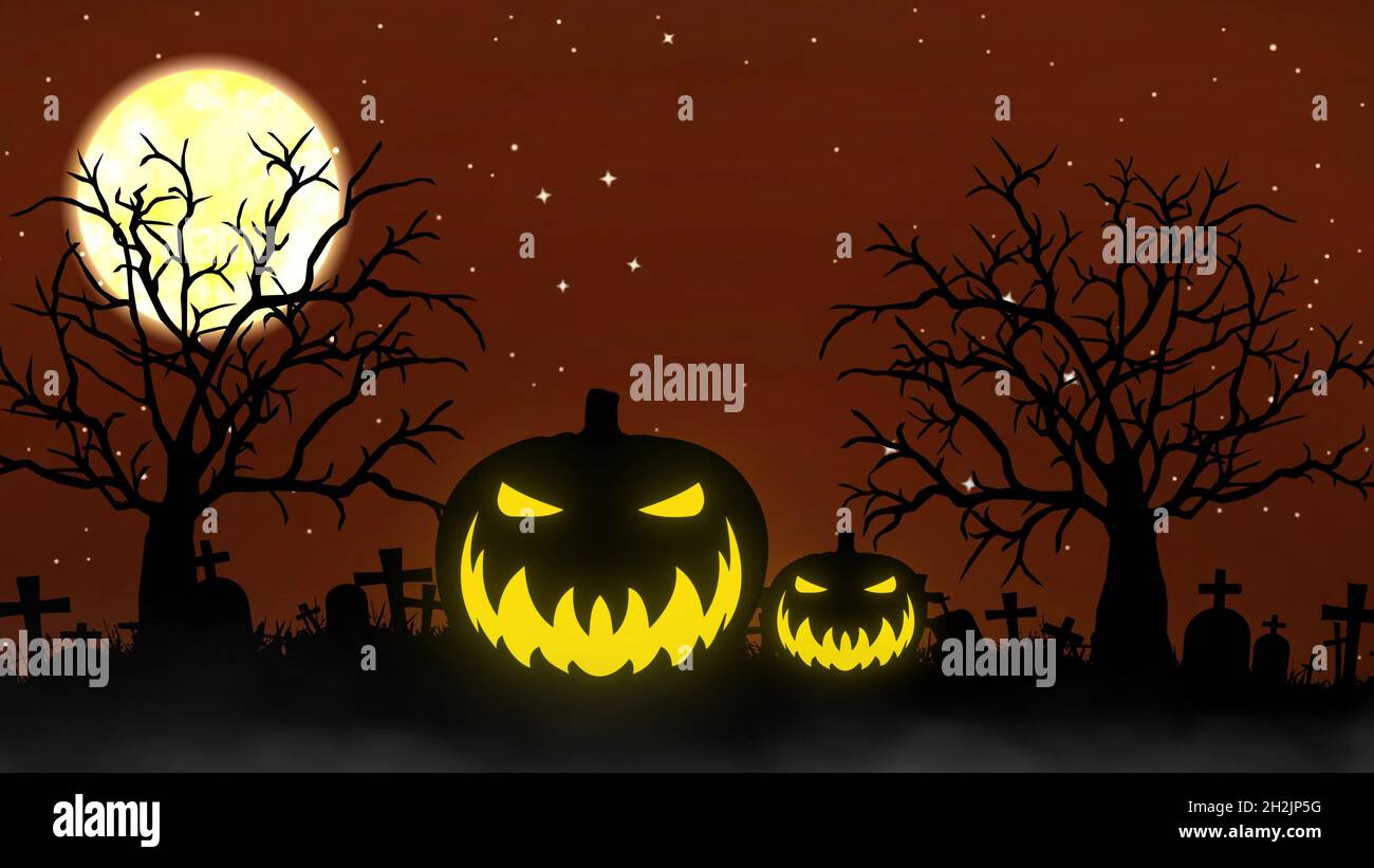 Halloween background animation with the concept of Pumpkins and Spooky ...