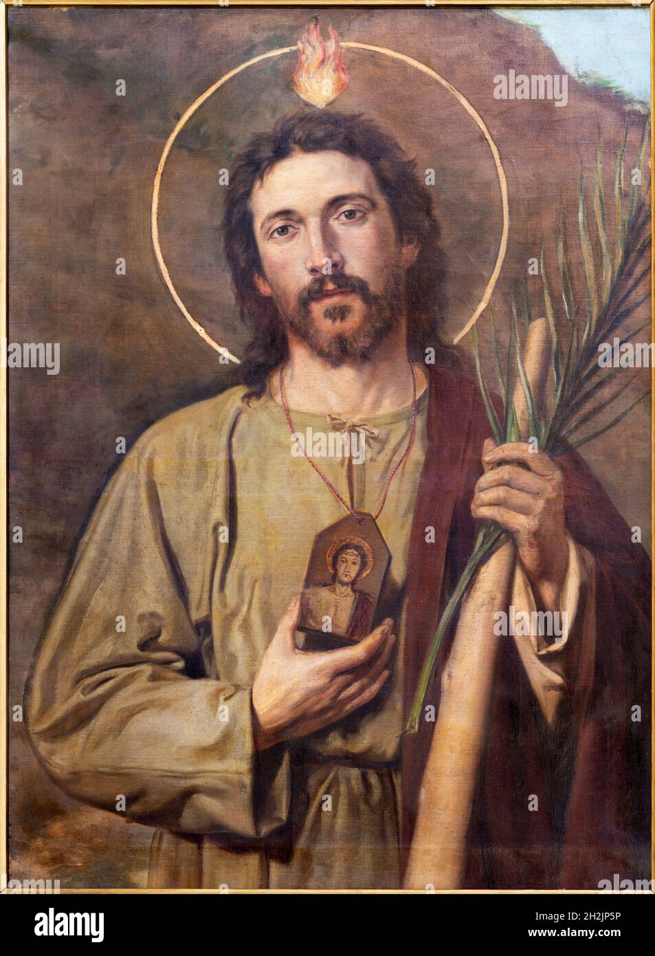ROME, ITALY - AUGUST 28, 2021: The painting of apostle St. Jude Thaddeus in the church Chiesa dei Santi Vincenzo e Anastasio a Trevi by unknown artist Stock Photo
