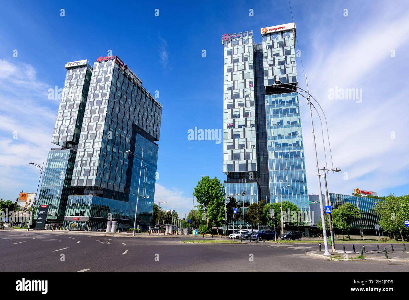 Bucharest, Romania - 15 May 2021: City Gate Towers in the Northern part ...