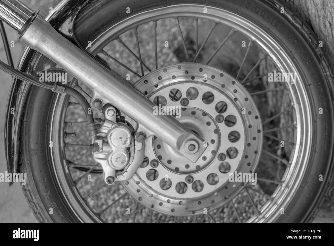 motorcycle front wheel Stock Photo Alamy
