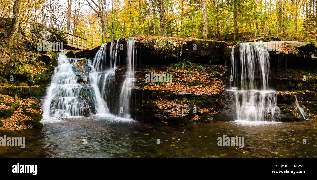 Diamond Notch Falls in Catskill Mountains, New York Stock Photo