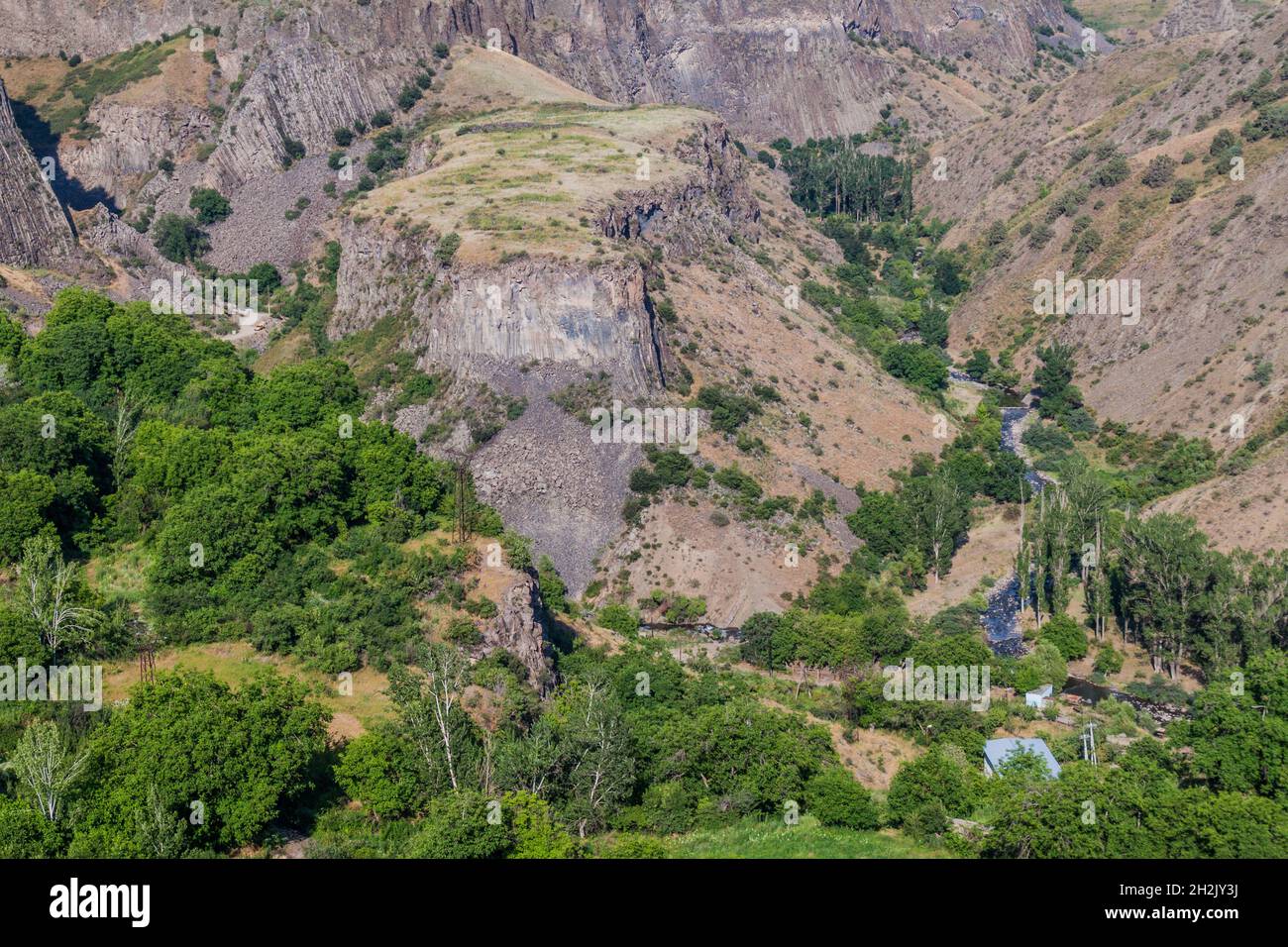 View of Garni gorge in Armenia Stock Photo