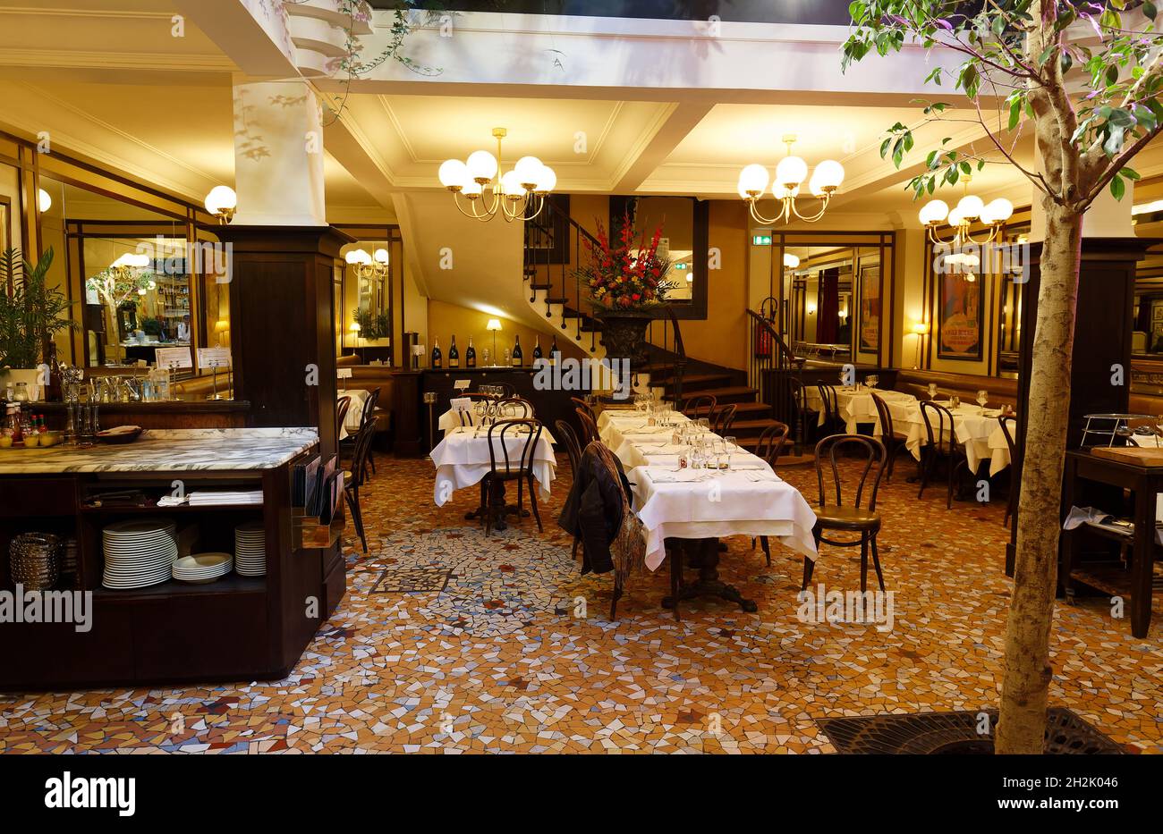 Paris, France-October 19, 2021 : Established in 1921, Le Cafe du Commerce is large luxury brasserie, located in one of the liveliest streets of 15th d Stock Photo