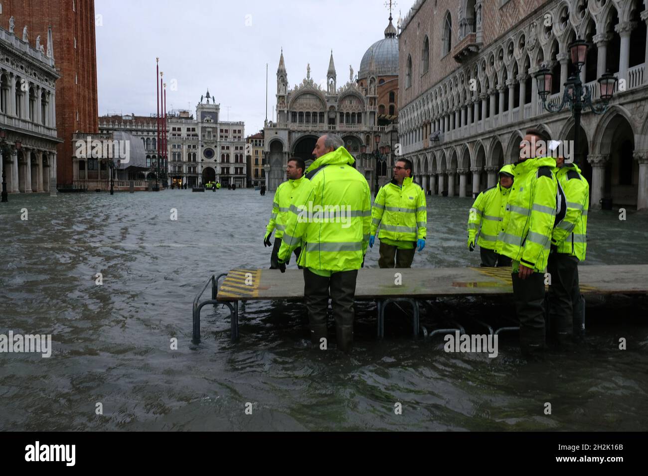 High water in the city of Venice, Italy, November 15, 2029 Stock Photo