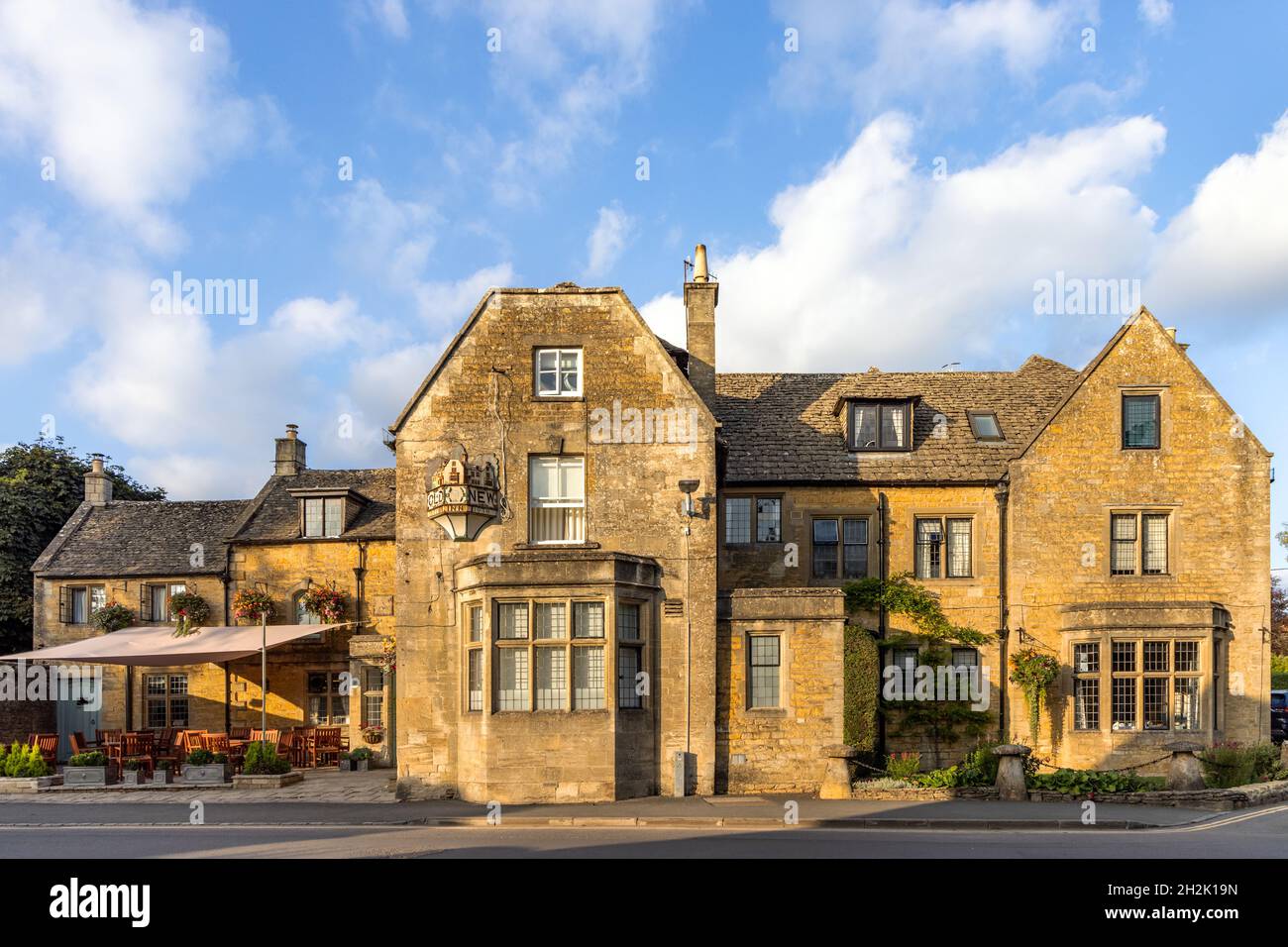 The Old New Inn is an 18th century, Grade II listed property situated in the village of Bourton on the Water, Gloucestershire, England. Stock Photo