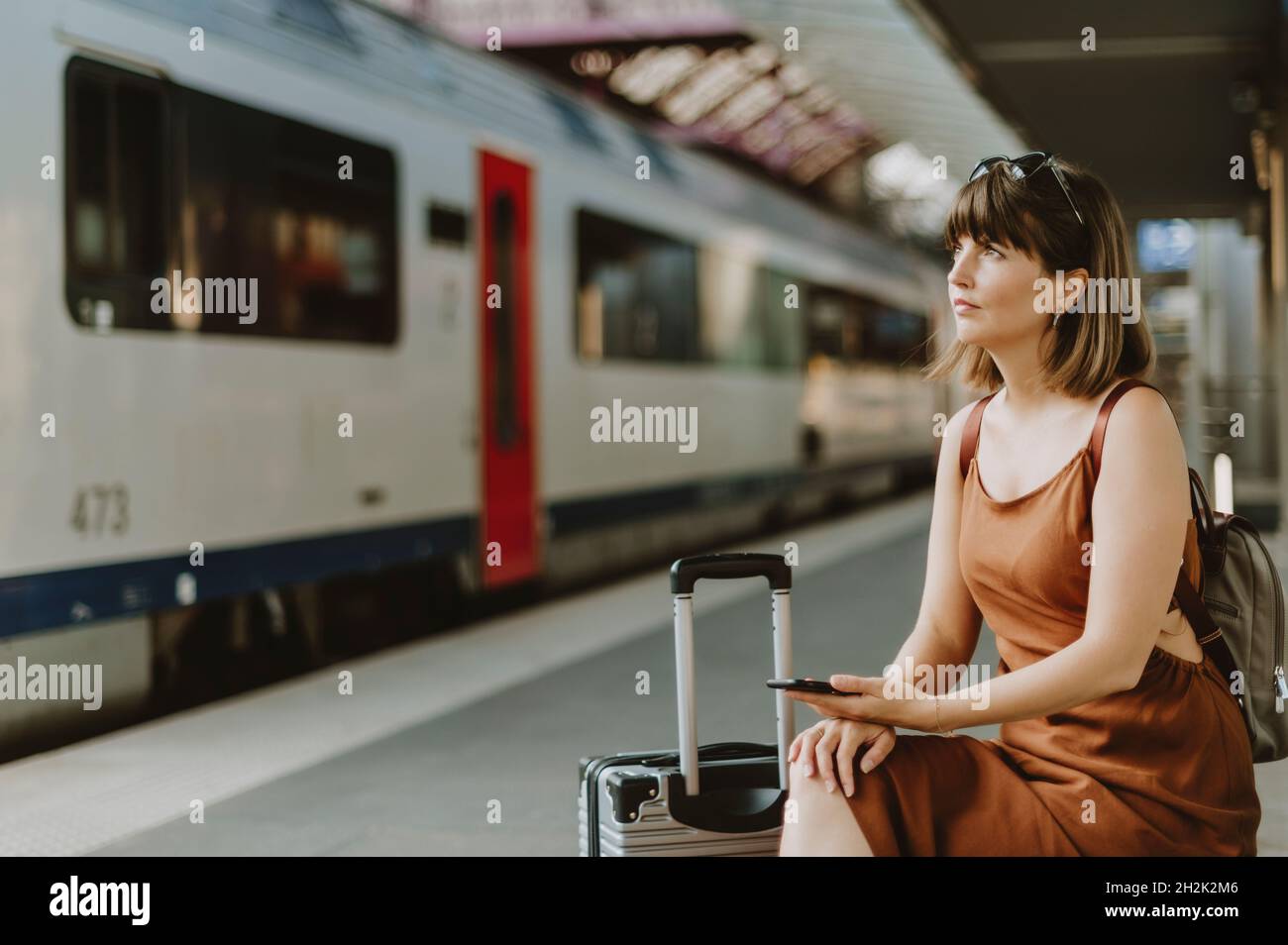 Train tourist woman hi-res stock photography and images - Alamy