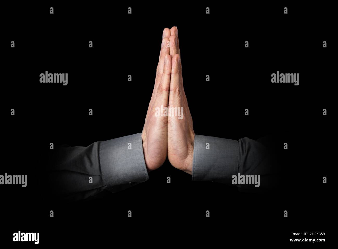 Christian Prayer Hands Praying Jesus God. Religious Faith Stock Photo
