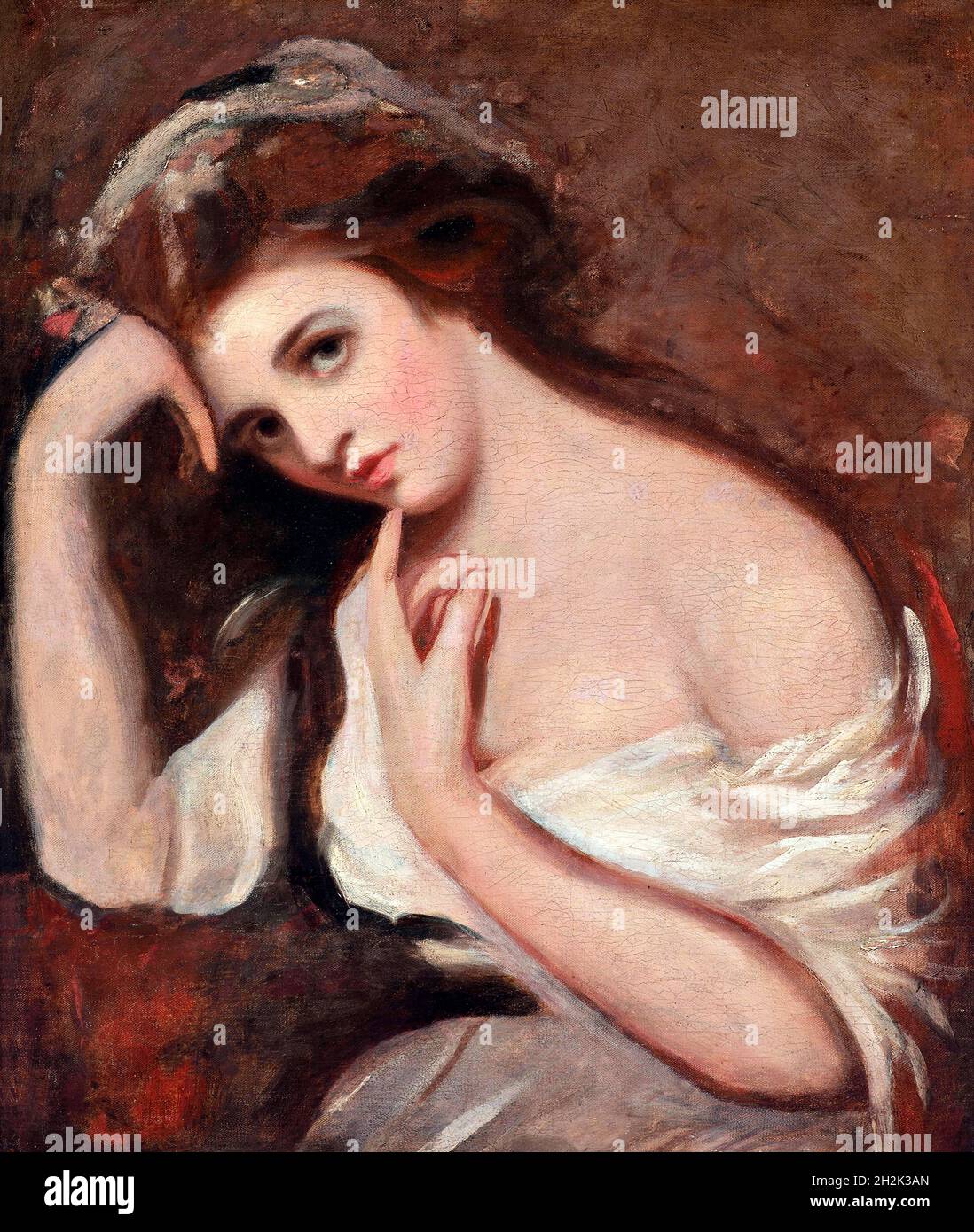 Lady Hamilton by George Romney, oil on canvas, 1783/91 . Portrait of Emma Hamilton (1765-1815), the mistress of Lord Nelson and the muse of George Romney. Stock Photo