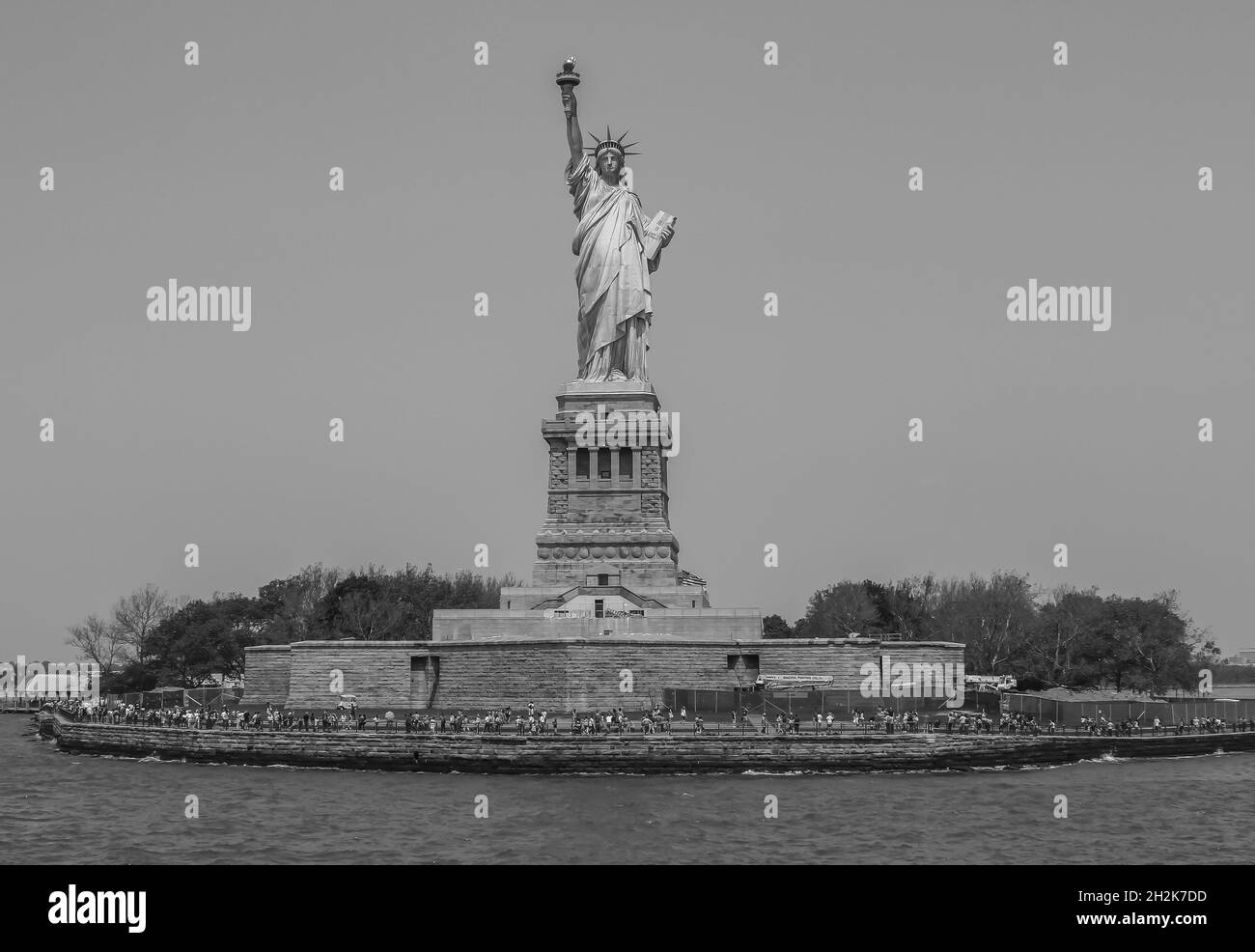 Grayscale shot of the Statue of Liberty on the Liberty Island in New York, USA Stock Photo Alamy