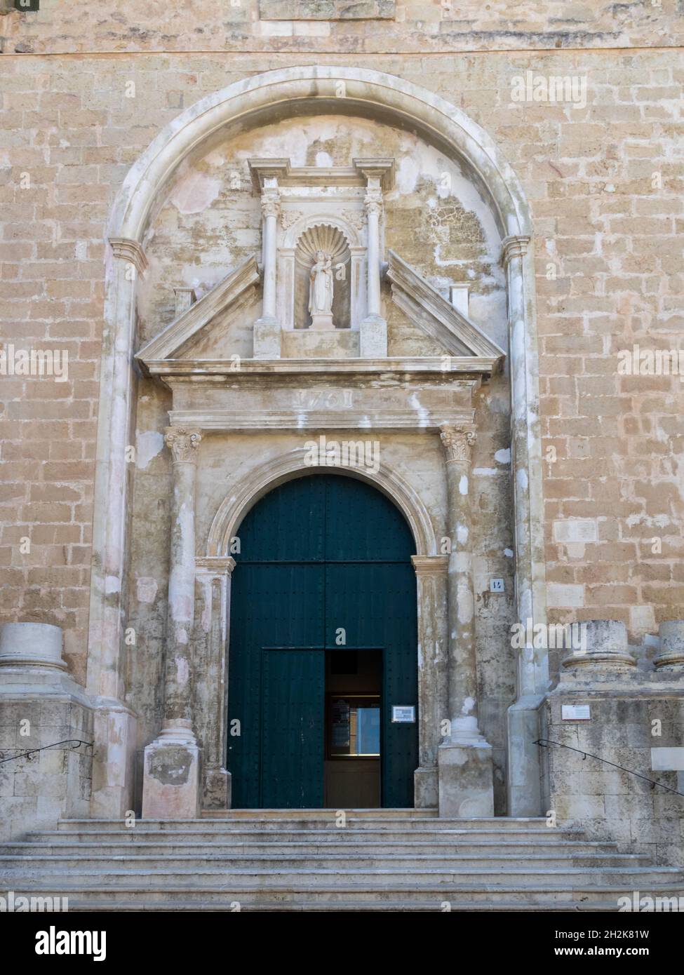 Iglesia del Carmen doorway, Mahon Stock Photo