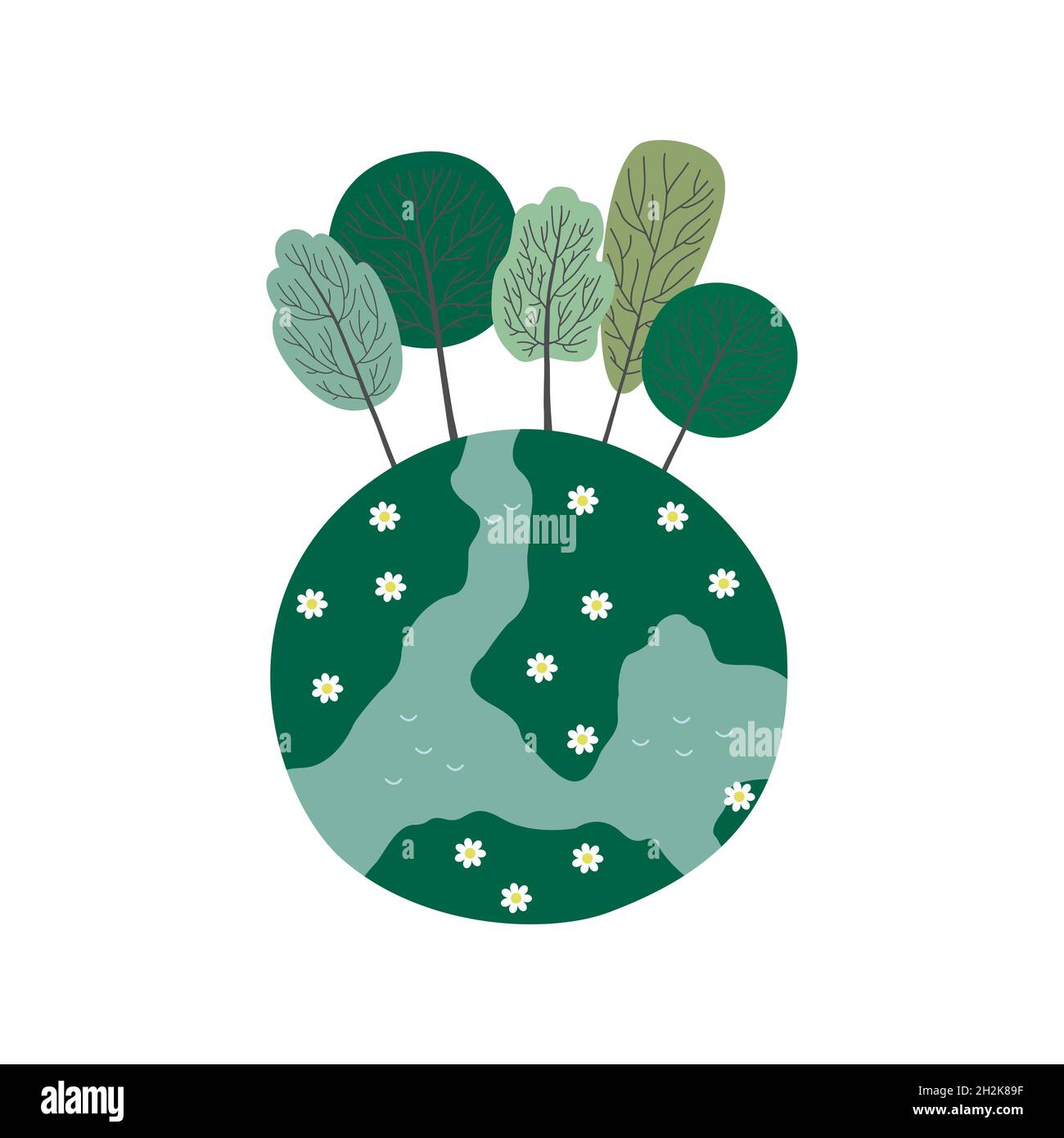 Ecology concept with Green Eco Earth and Trees. Vector illustration ...