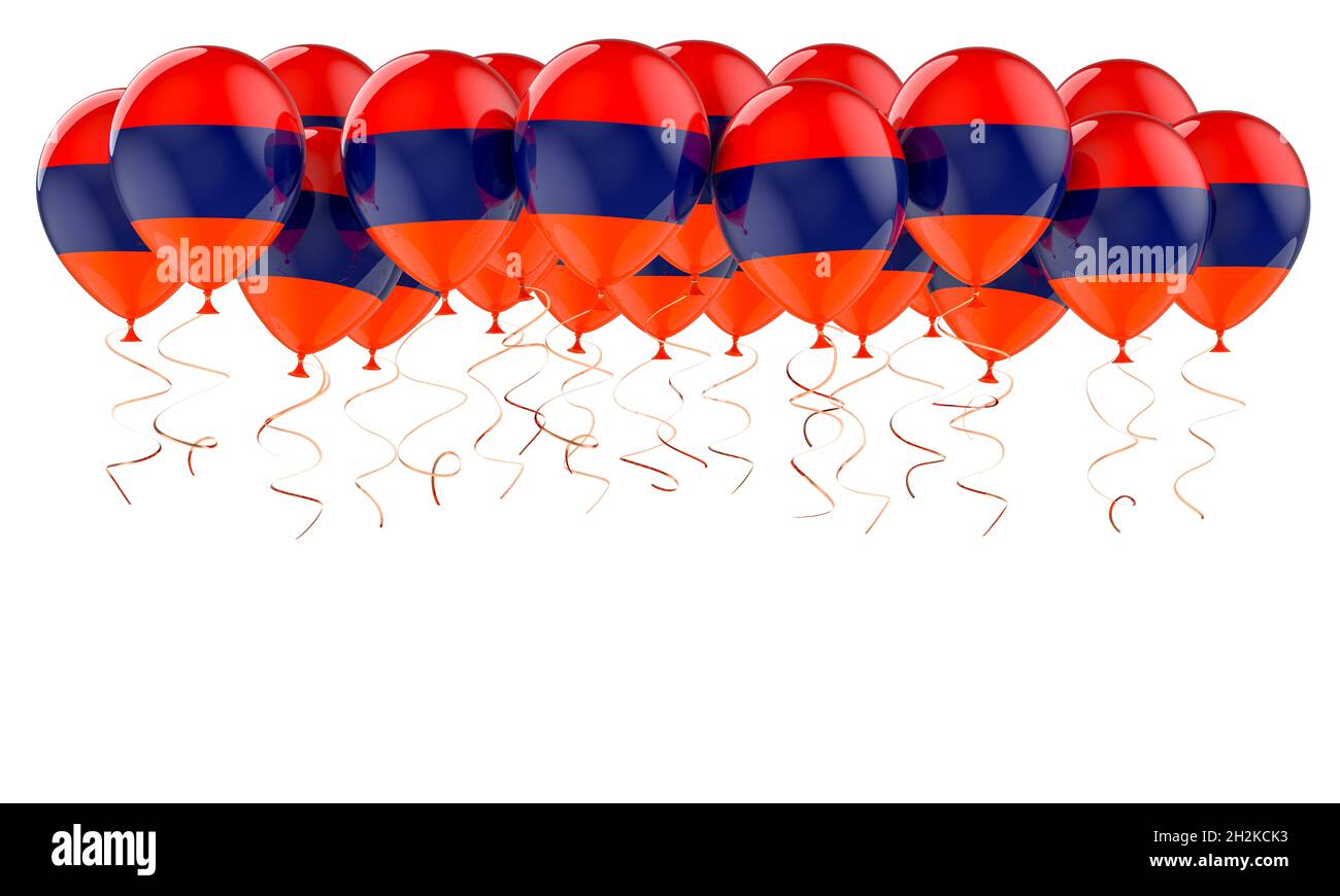 Balloons with Armenian flag, 3D rendering isolated on white background ...