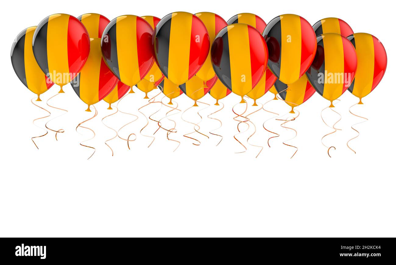Balloons with Belgian flag, 3D rendering isolated on white background ...