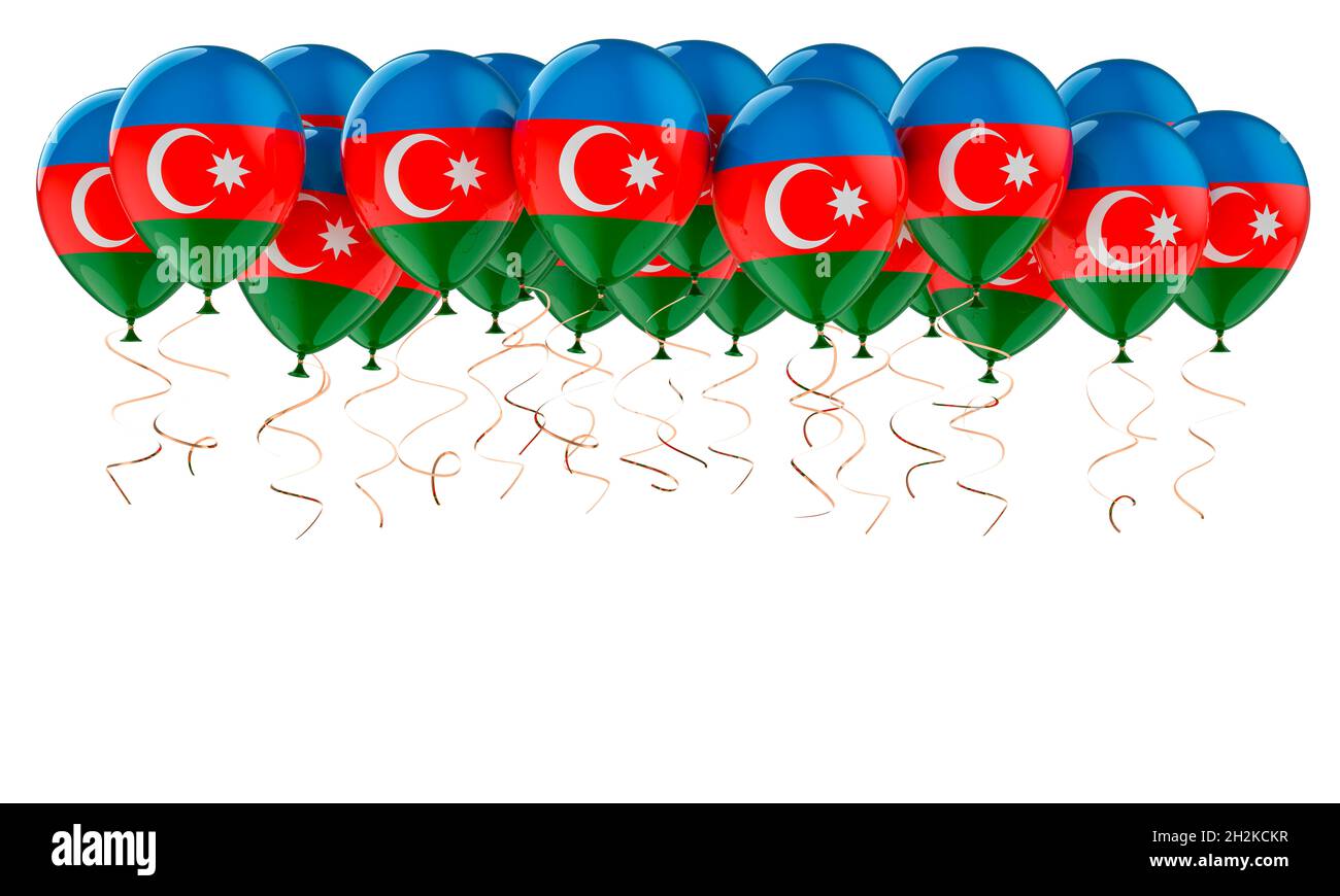 Balloons with Azerbaijani flag, 3D rendering isolated on white ...