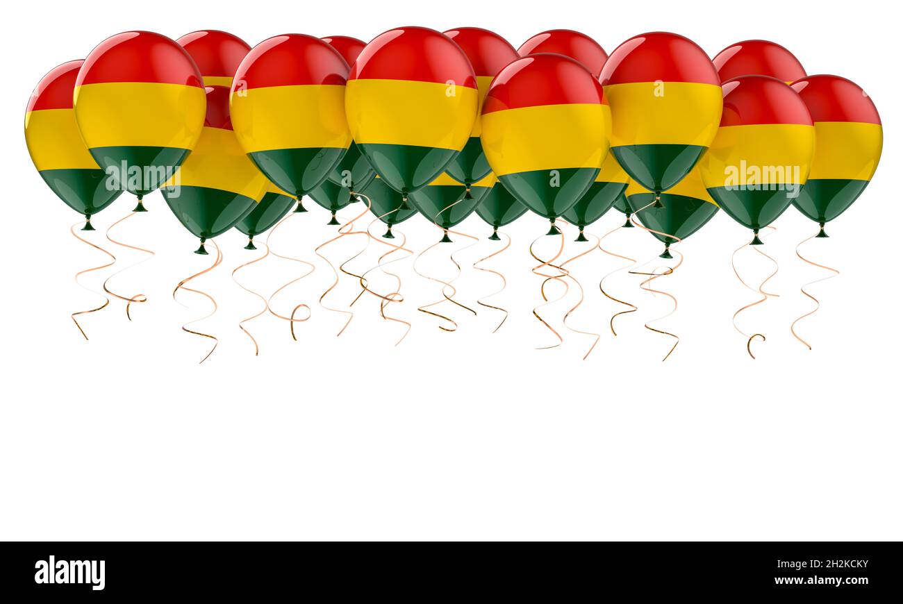 Balloons with Bolivian flag, 3D rendering isolated on white background ...