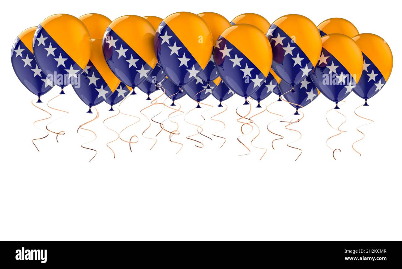 Balloons with Bosnian flag, 3D rendering isolated on white background ...