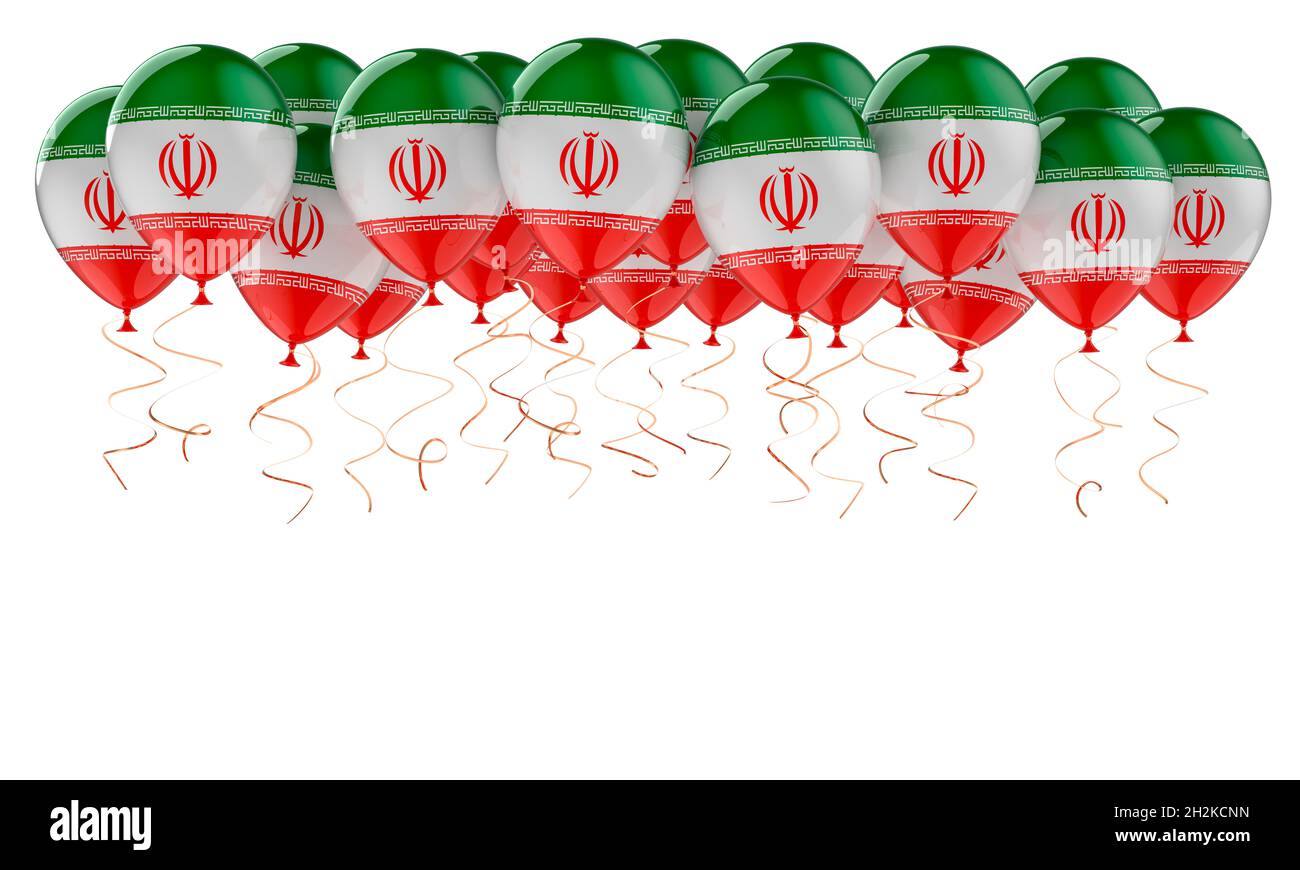 Balloons with Iranian flag, 3D rendering isolated on white background ...