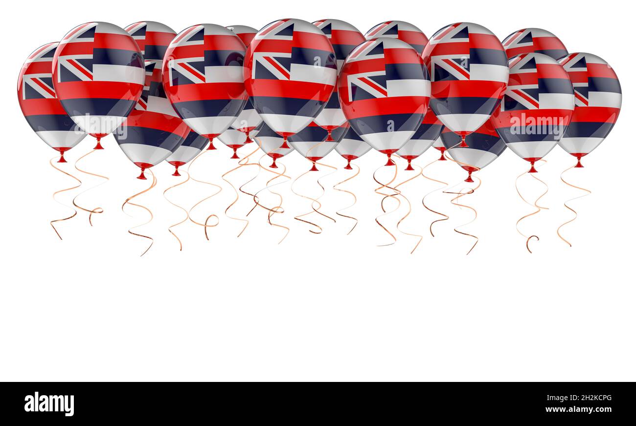 Balloons with Hawaiian flag, 3D rendering isolated on white background ...