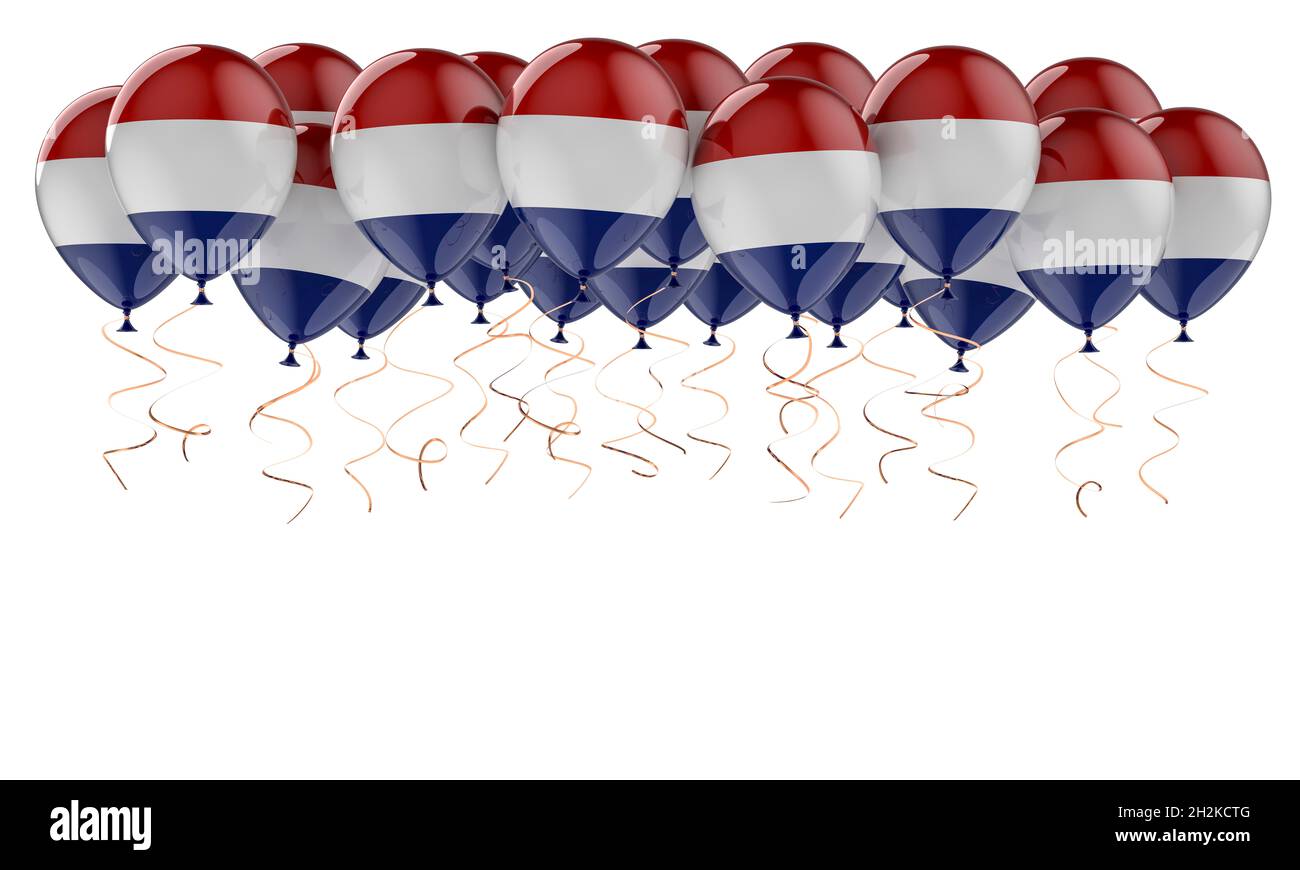Balloons with the Netherlands flag, 3D rendering isolated on white ...