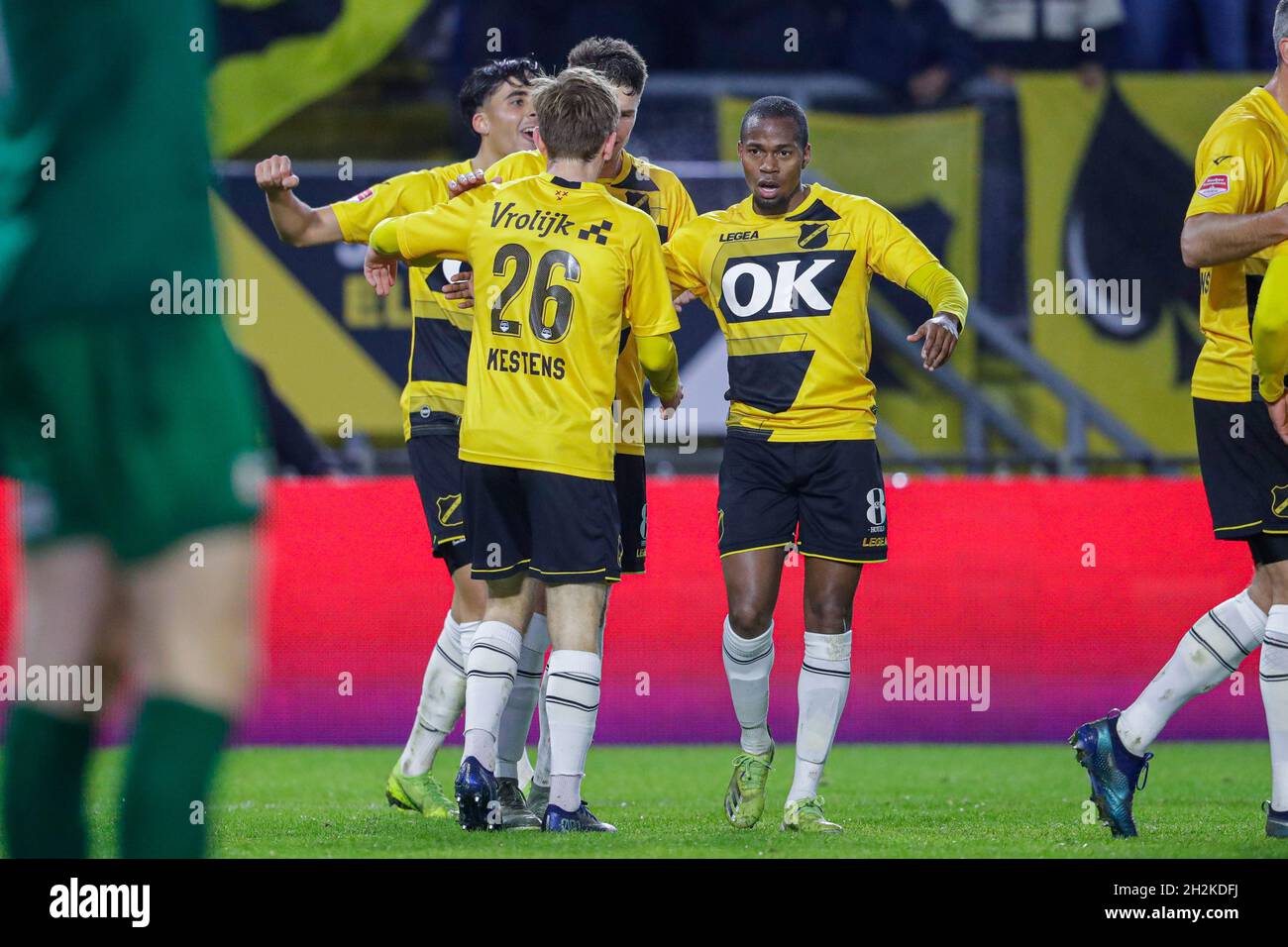 BREDA, NETHERLANDS OCTOBER 22 Boris van Schuppen of NAC Breda, players of NAC Breda celebrate BREDA, NETHERLANDS OCTOBER 22 Boris van Schuppen of NAC Breda, players of NAC Breda celebrate