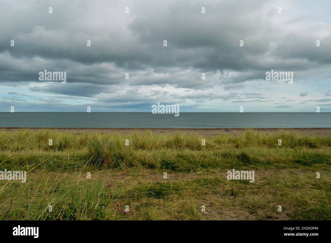 South Beach, Greystones, Co Wicklow, Ireland on a clam, cloudy, September day Stock Photo