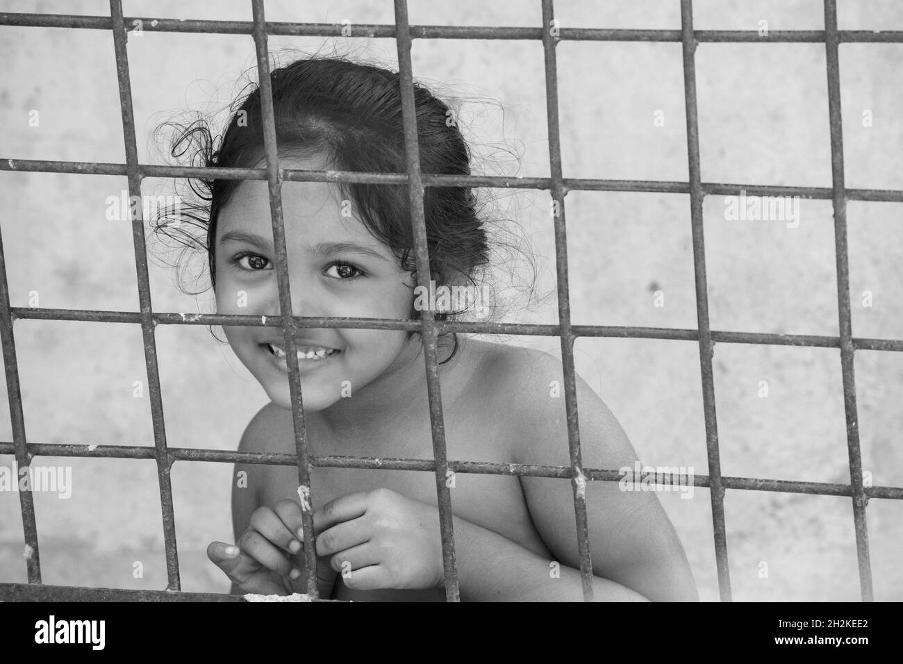 A girl inside a balcony Stock Photo