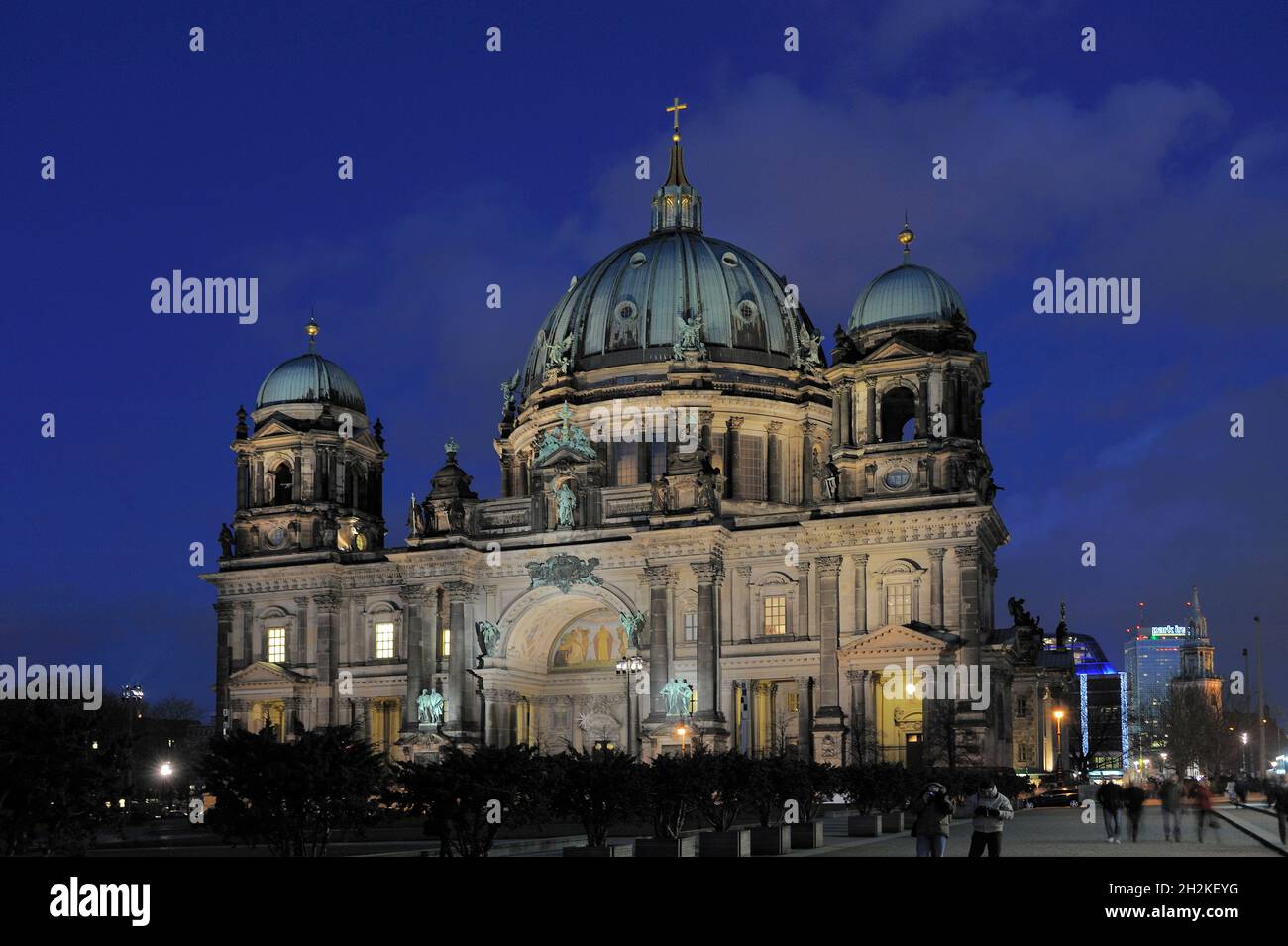 Berlin cathedral, view from the Lustgarten, pleasure ground, which is part of the Museum Island, built 1895-1905 bv Julius Raschdorff, Fernsehturm,  B Stock Photo