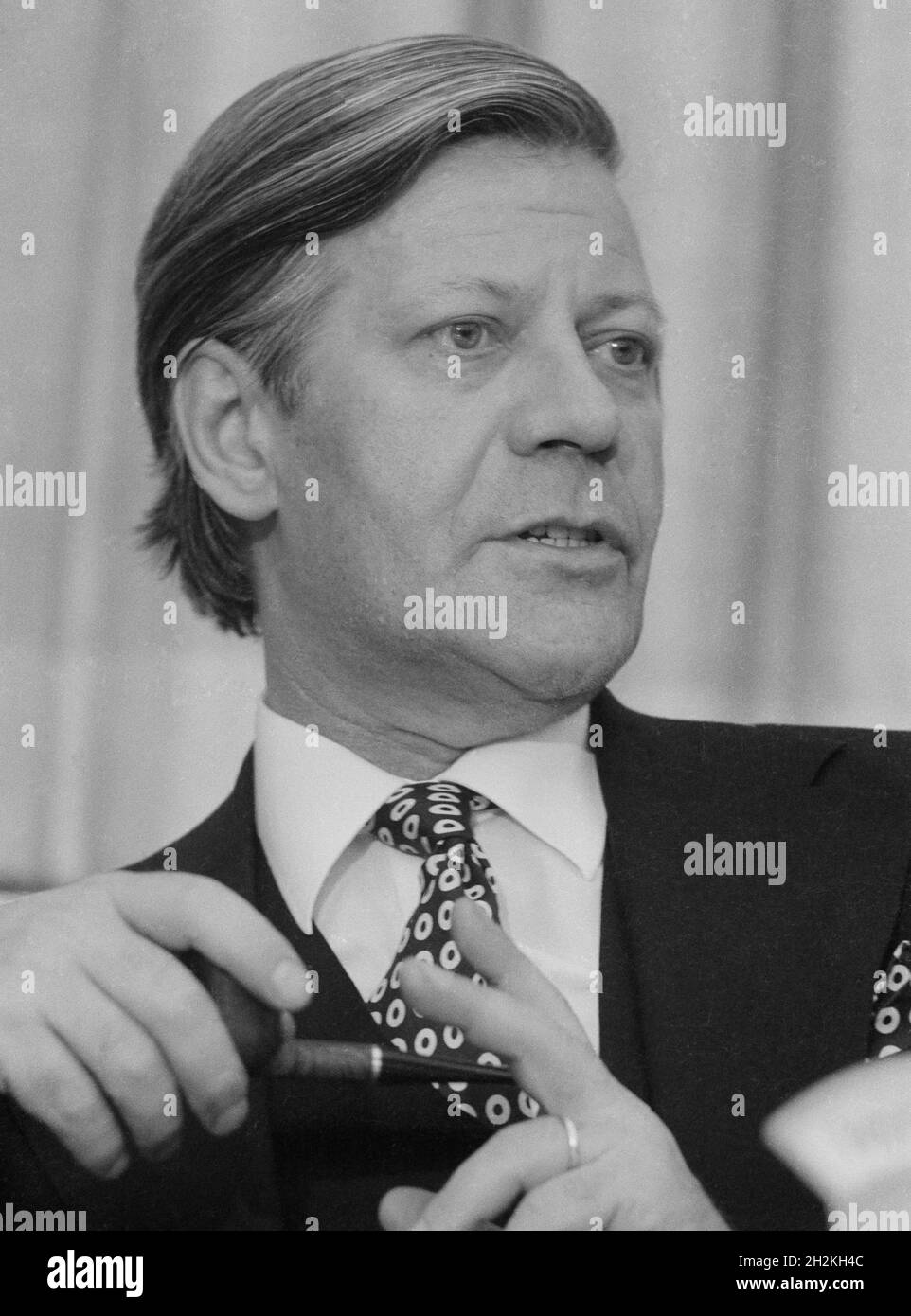 Helmut Schmidt, born 23 December 1918 is a German Social Democratic politician who served as Chancellor of West Germany from 1974 to 1982 - picture ta Stock Photo
